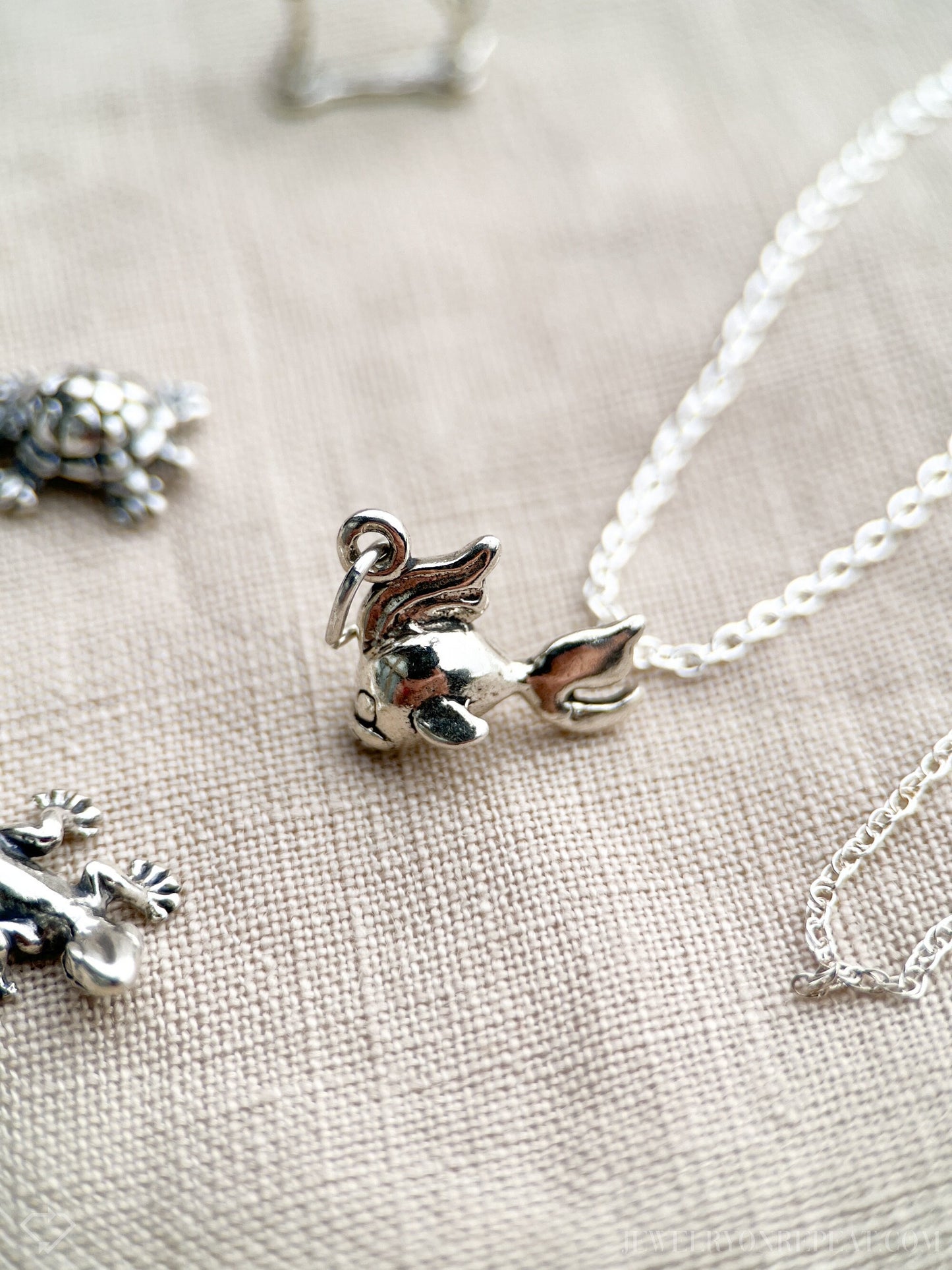 Sterling Silver Goldfish Charm Pendant, Pet Fish Themed Minimalist Jewelry, Gift for Her