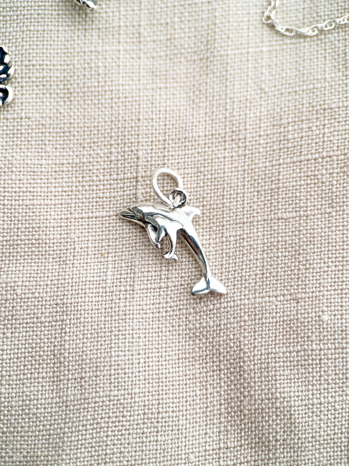 Sterling Silver Dolphin Charm Pendant, Ocean Themed Minimalist Jewelry, Gift for Her