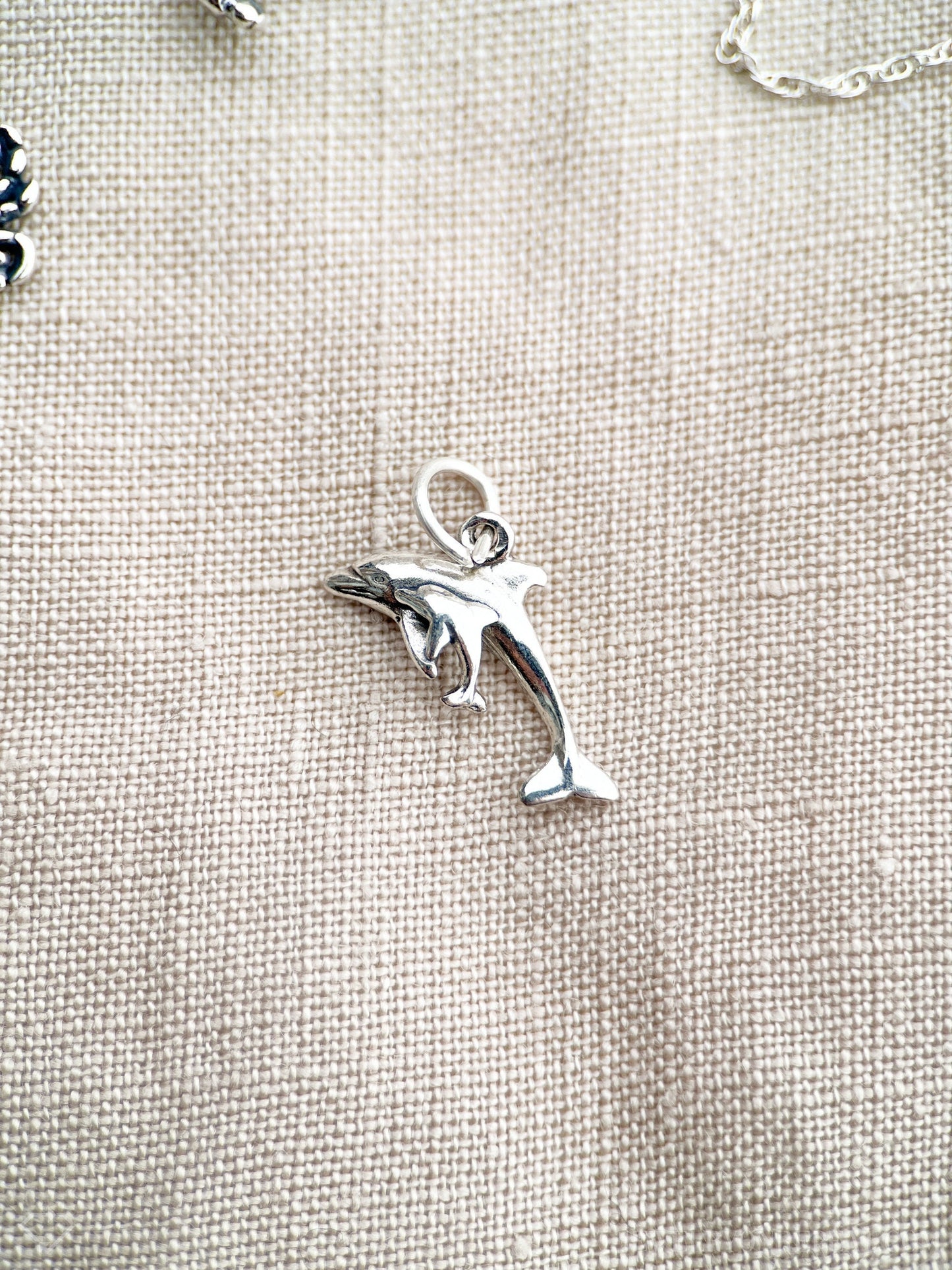 Sterling Silver Dolphin Charm Pendant, Ocean Themed Minimalist Jewelry, Gift for Her