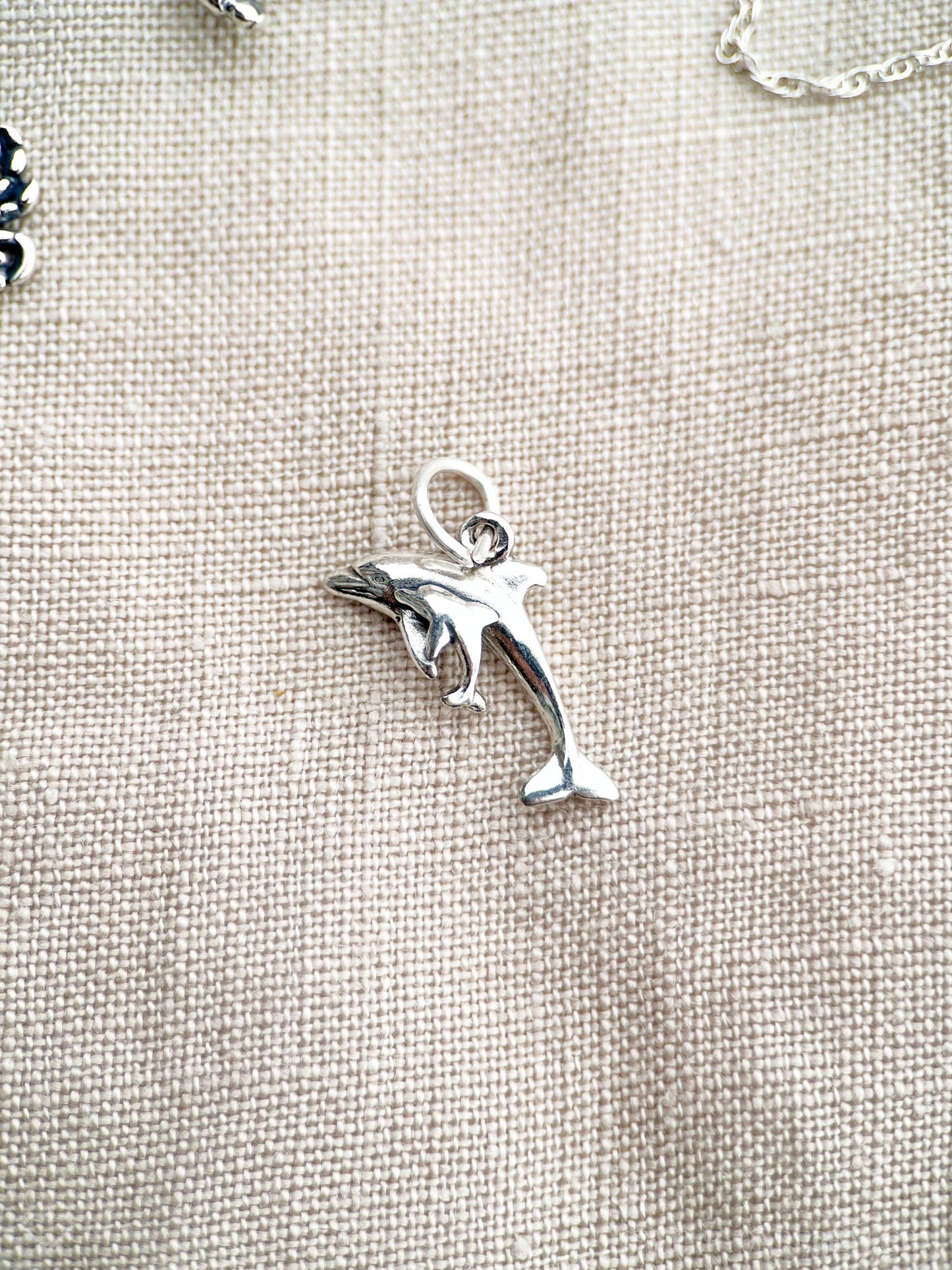 Dolphin Charm Pendant in Solid Sterling Silver