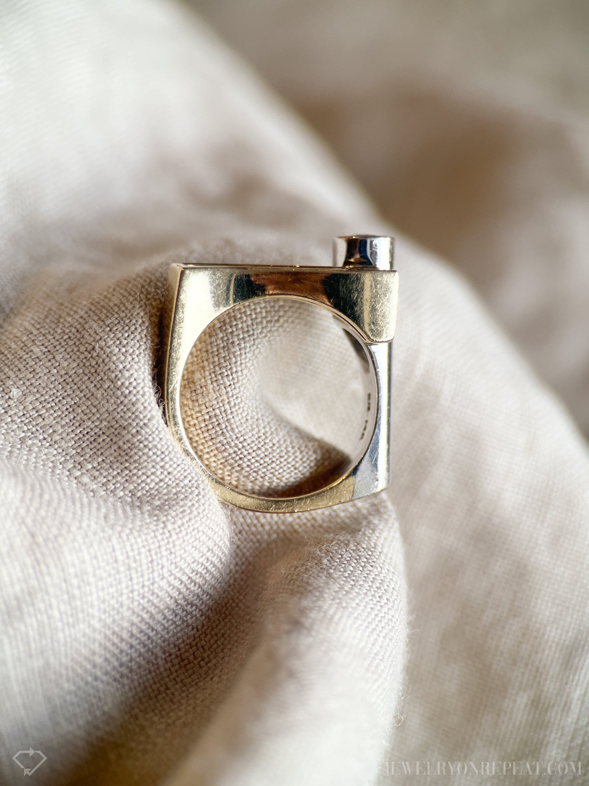 Vintage 1980s Diamond Engagement Ring, Two-Tone 14k Gold, Asymmetrical Bezel & Channel Set • One-of-a-kind Jewelry