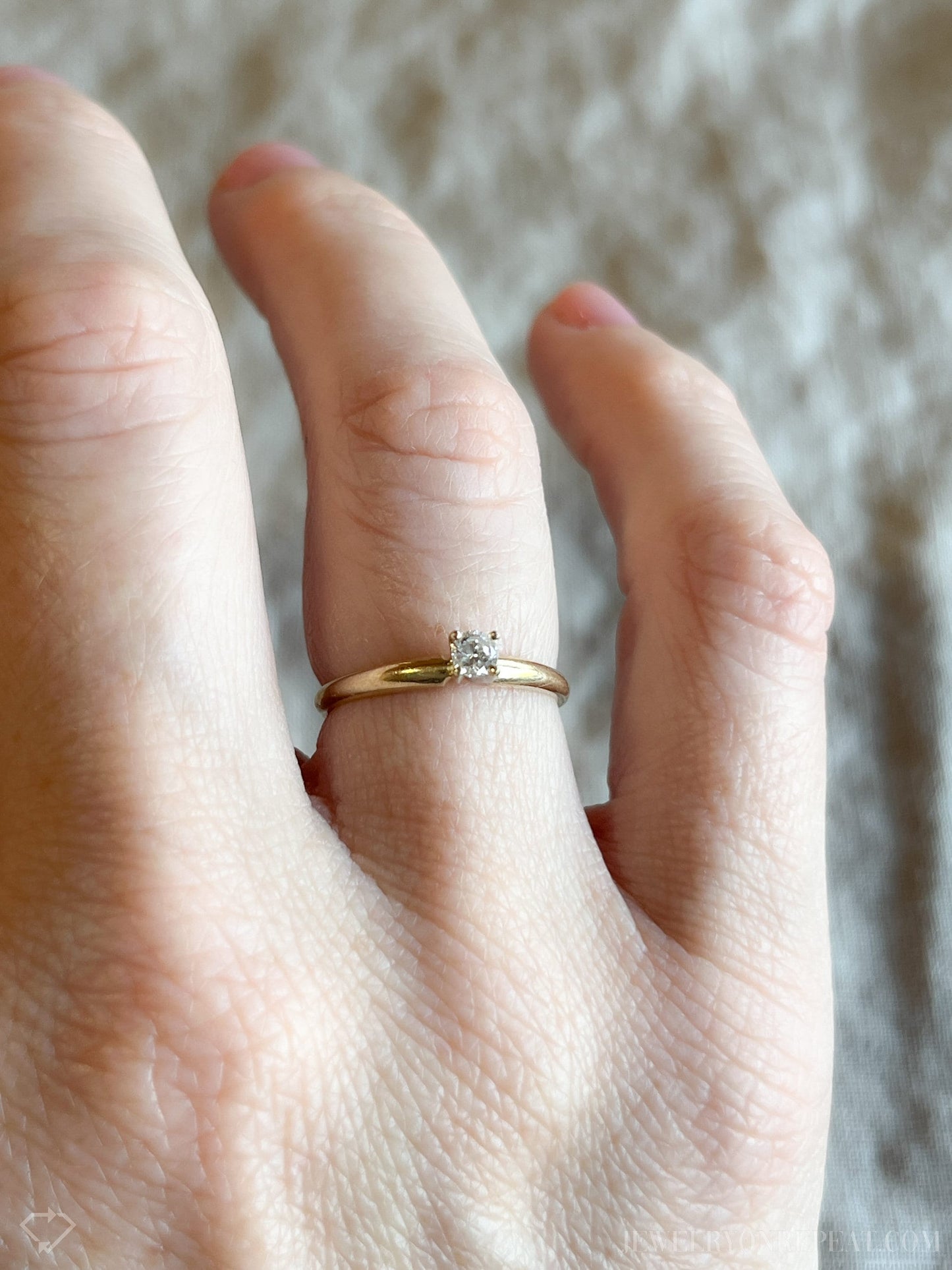 Vintage 1990s Diamond Solitaire Engagement Ring in 14k Gold