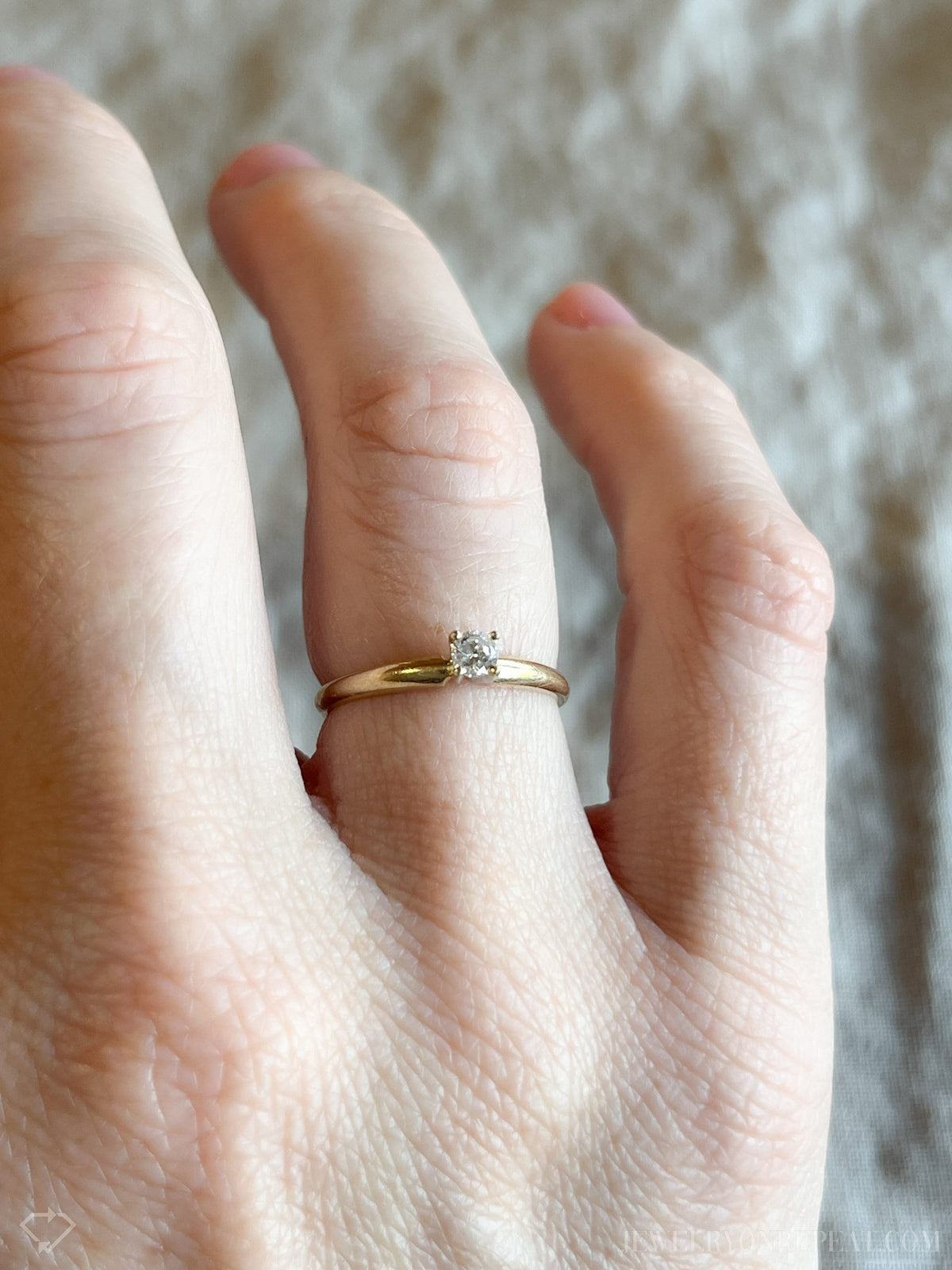 Vintage 1990s Diamond Solitaire Engagement Ring in 14k Gold