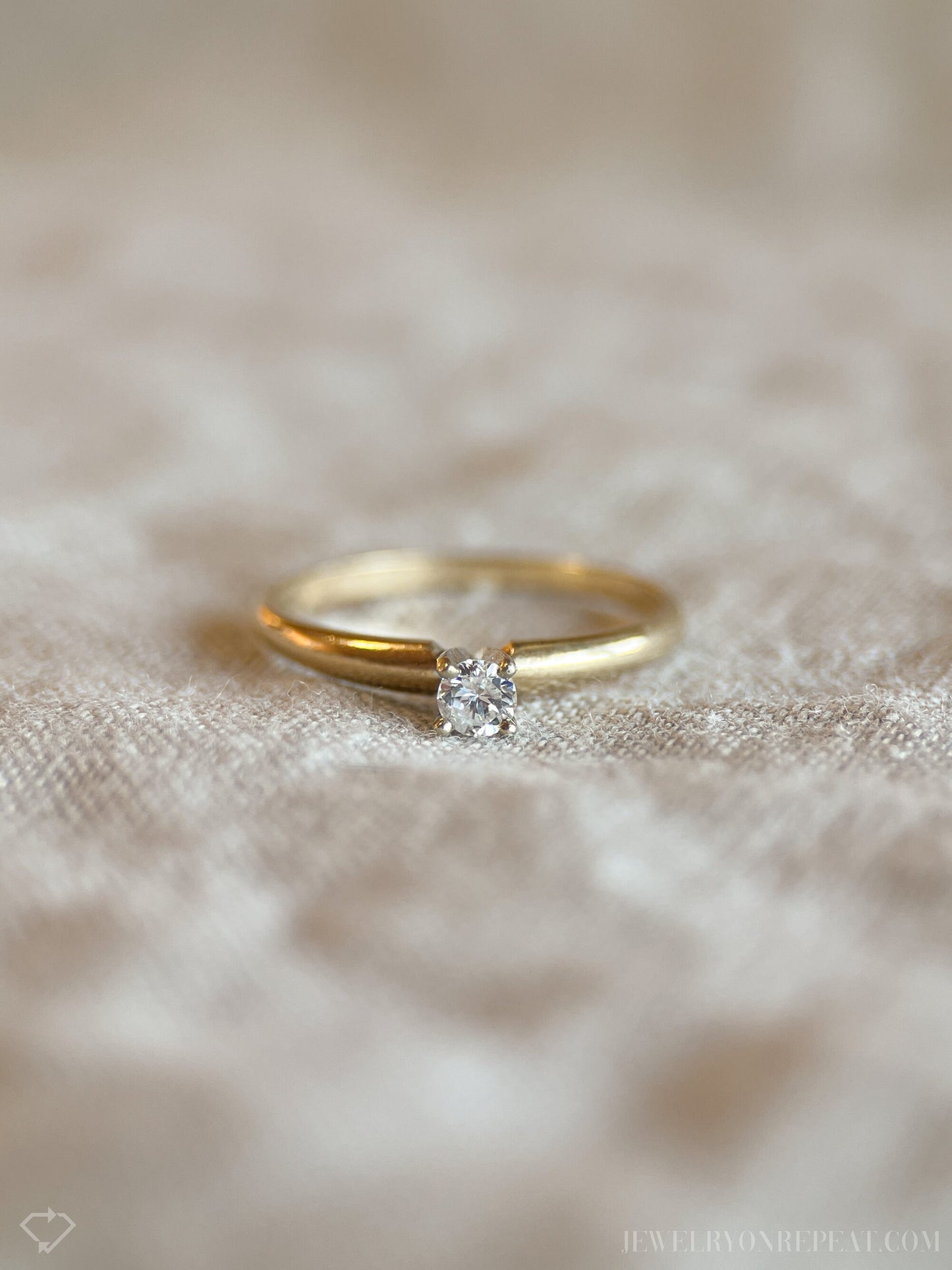 Vintage 1990s Diamond Solitaire Engagement Ring in 14k Gold