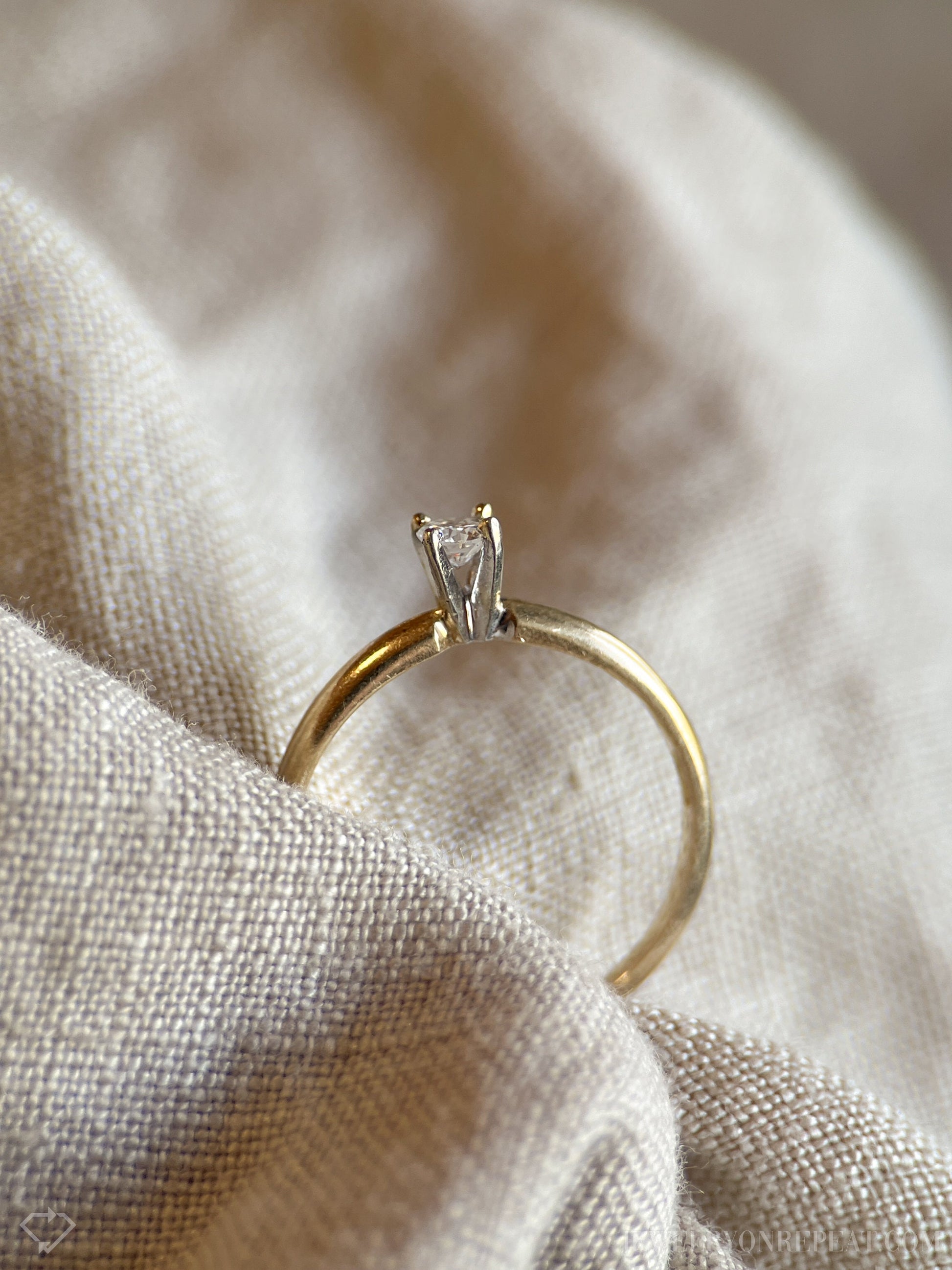Vintage 1990s Diamond Solitaire Engagement Ring in 14k Gold