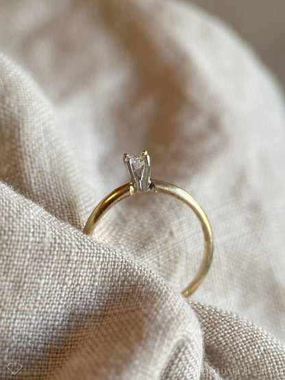 Vintage 1990s Diamond Solitaire Engagement Ring in 14k Gold
