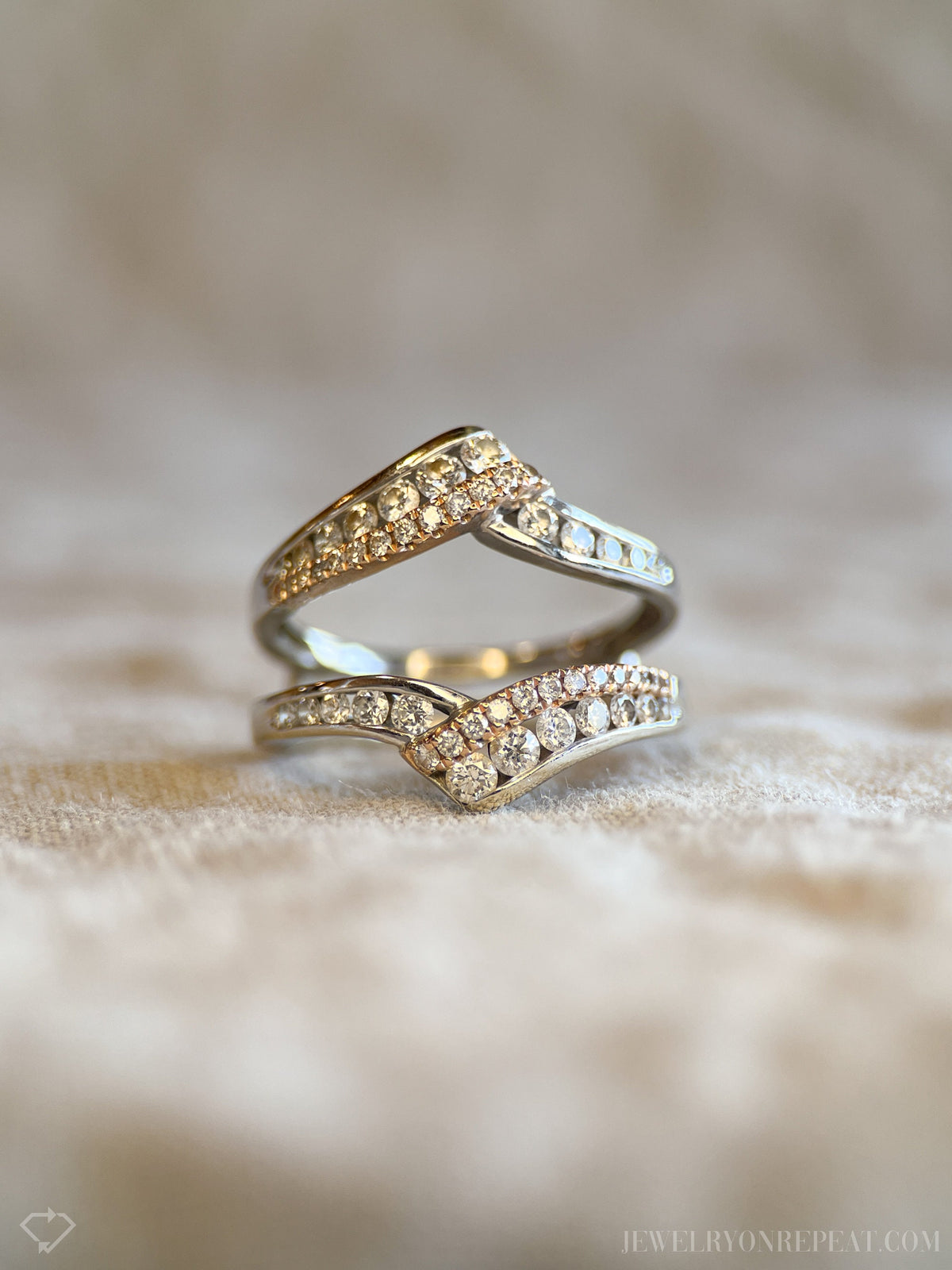 Vintage 1990s Diamond Wedding Ring Guard, 14k Two-Tone