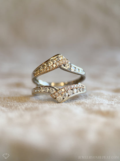Vintage 1990s Diamond Wedding Ring Guard, 14k Two-Tone