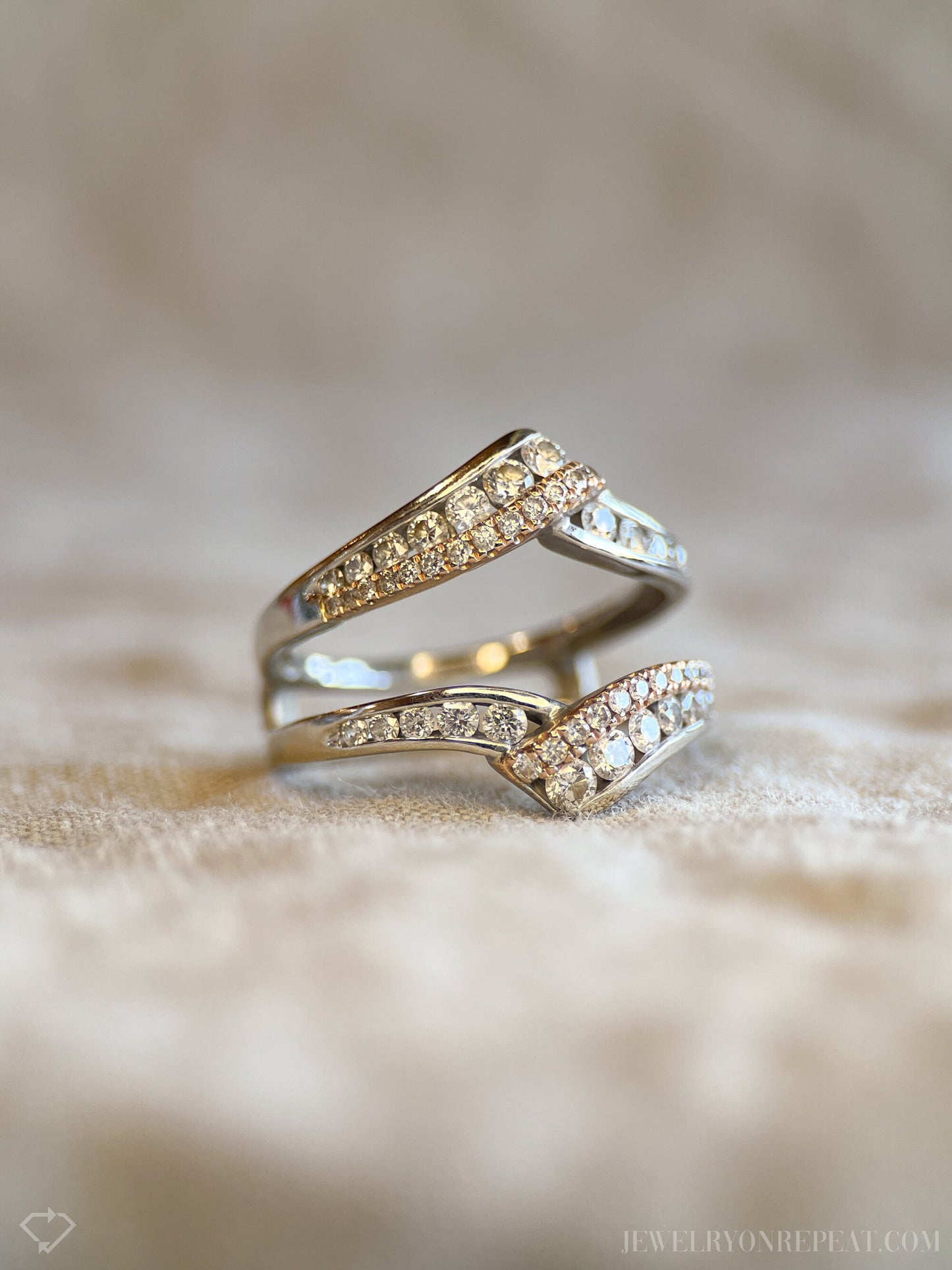 Vintage 1990s Diamond Wedding Ring Guard, 14k Two-Tone