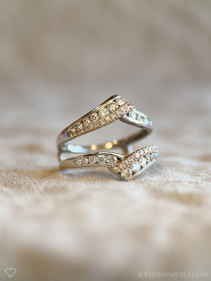 Vintage 1990s Diamond Wedding Ring Guard, 14k Two-Tone