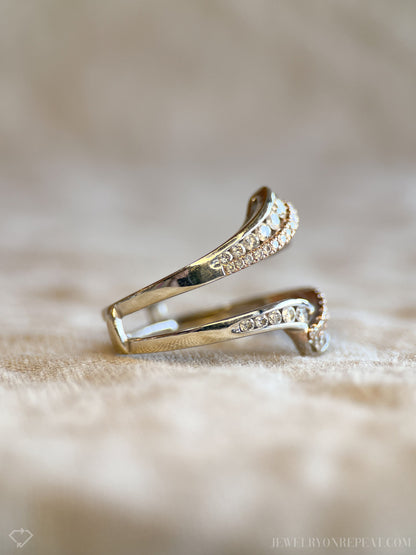 Vintage 1990s Diamond Wedding Ring Guard, 14k Two-Tone