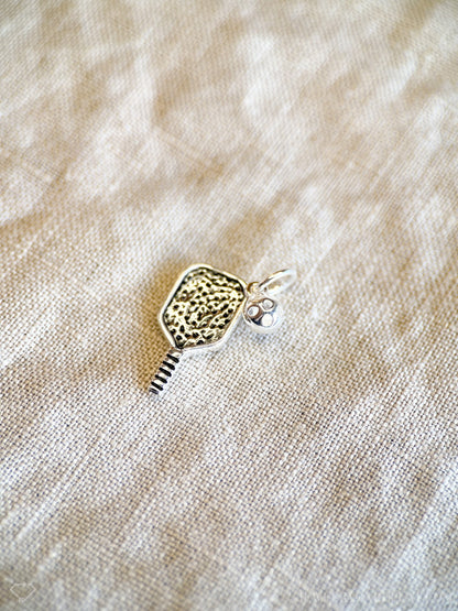 Sterling Silver Pickleball Charm Pendant, Sports Themed Minimalist Jewelry, Gift for Her