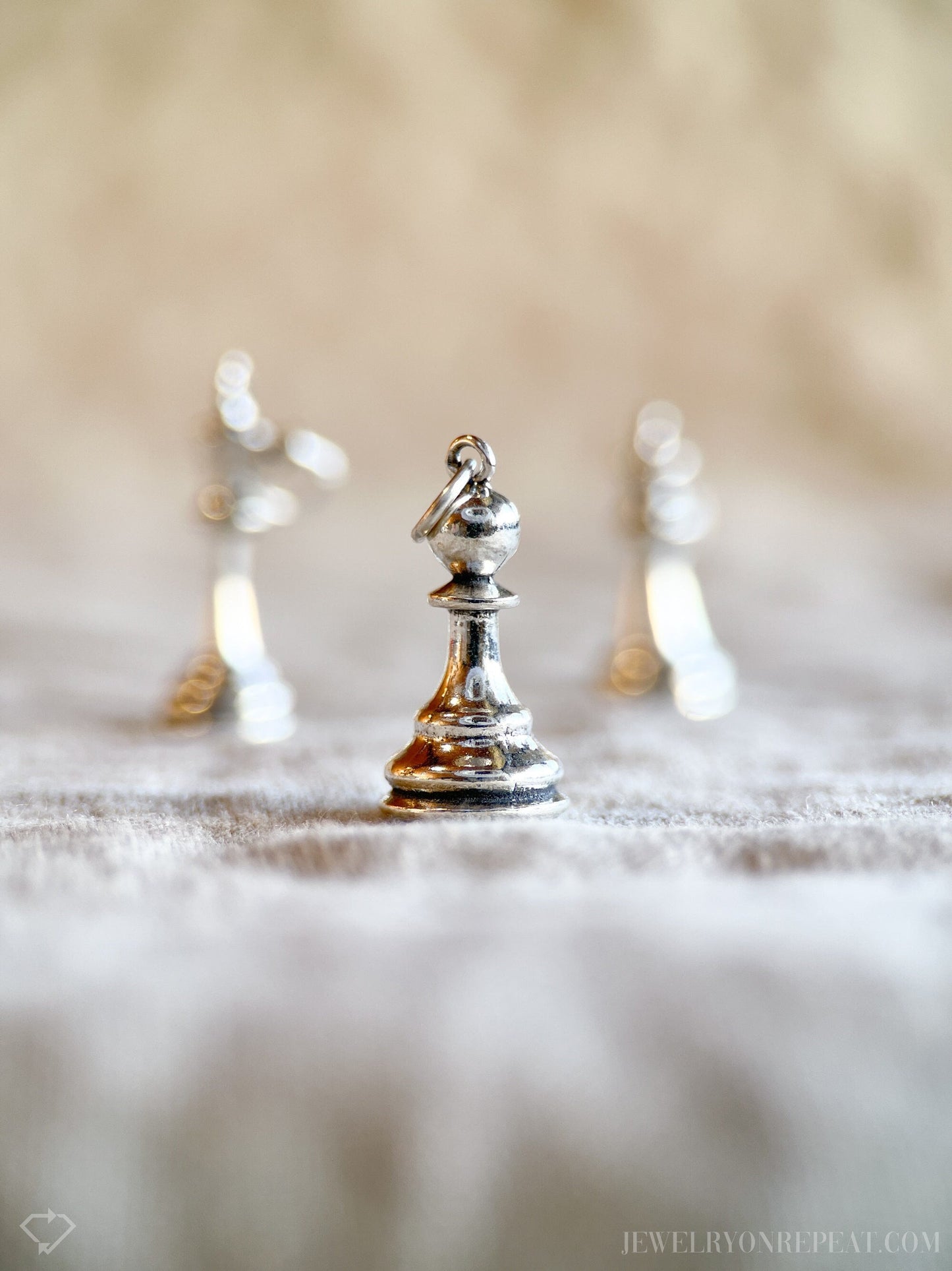 Sterling Silver Pawn Charm Pendant, Chess Themed Minimalist Jewelry, Gift for Her