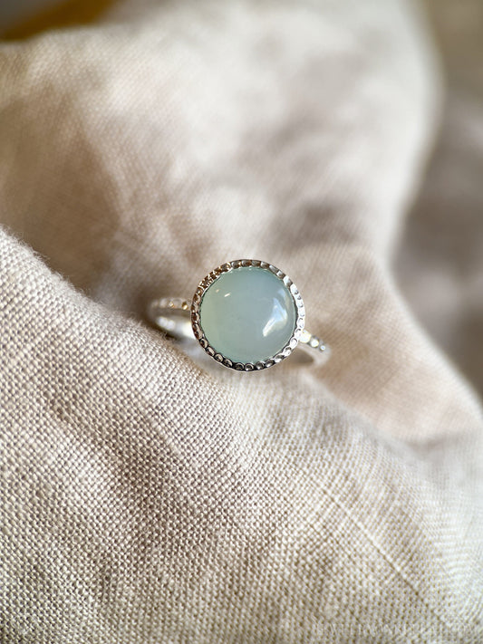 Mint Green Chalcedony Gemstone Ring in Sterling Silver - Timeless