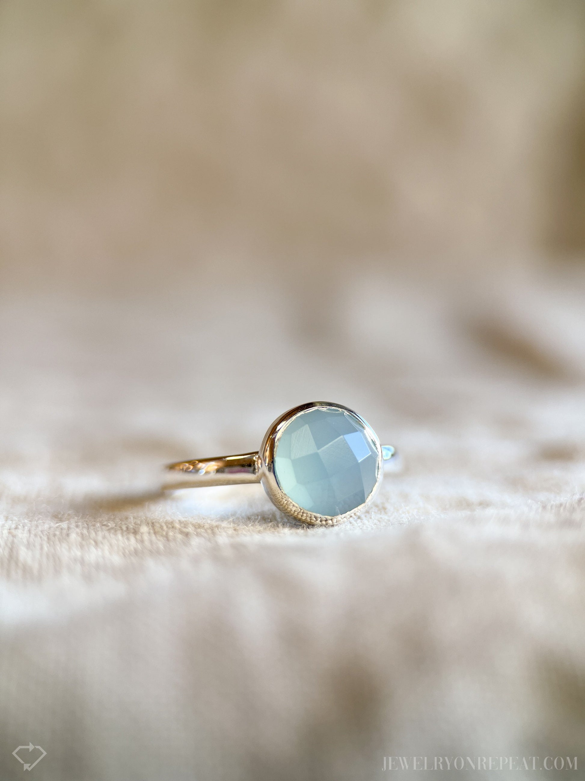 Blue Chalcedony Gemstone Ring in Sterling Silver - Timeless