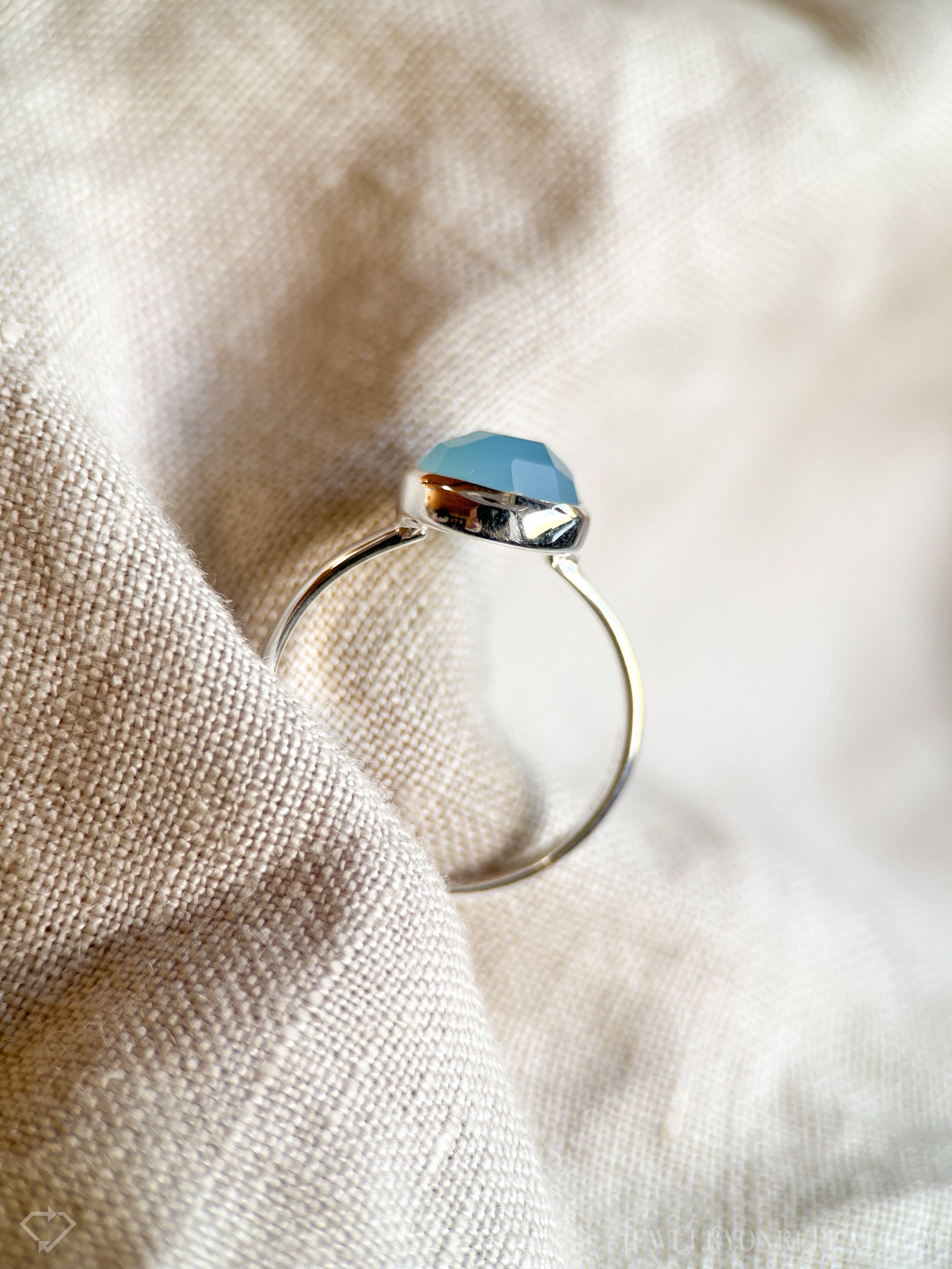 Blue Chalcedony Gemstone Ring in Sterling Silver - Timeless