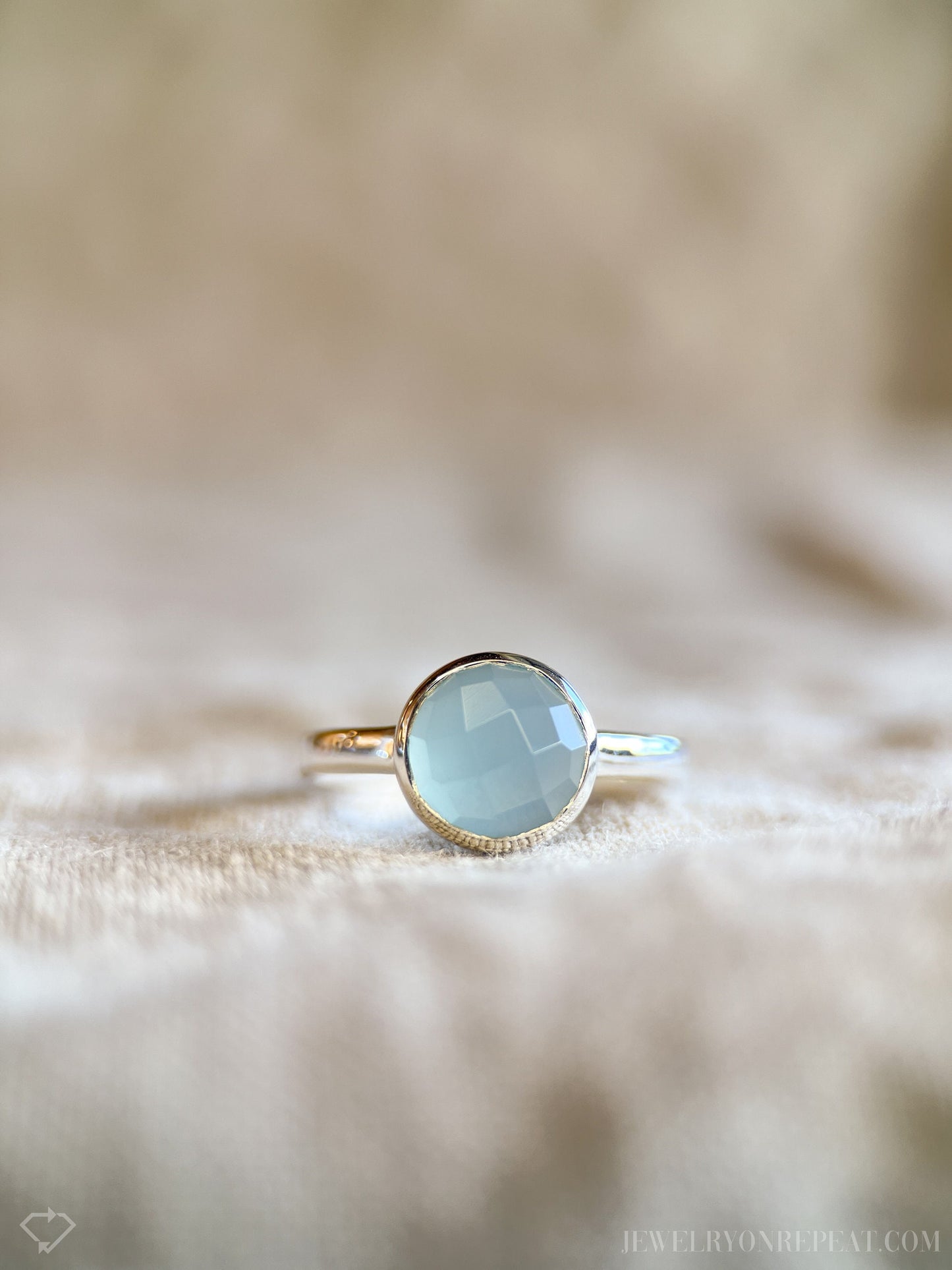 Blue Chalcedony Gemstone Ring in Sterling Silver - Timeless