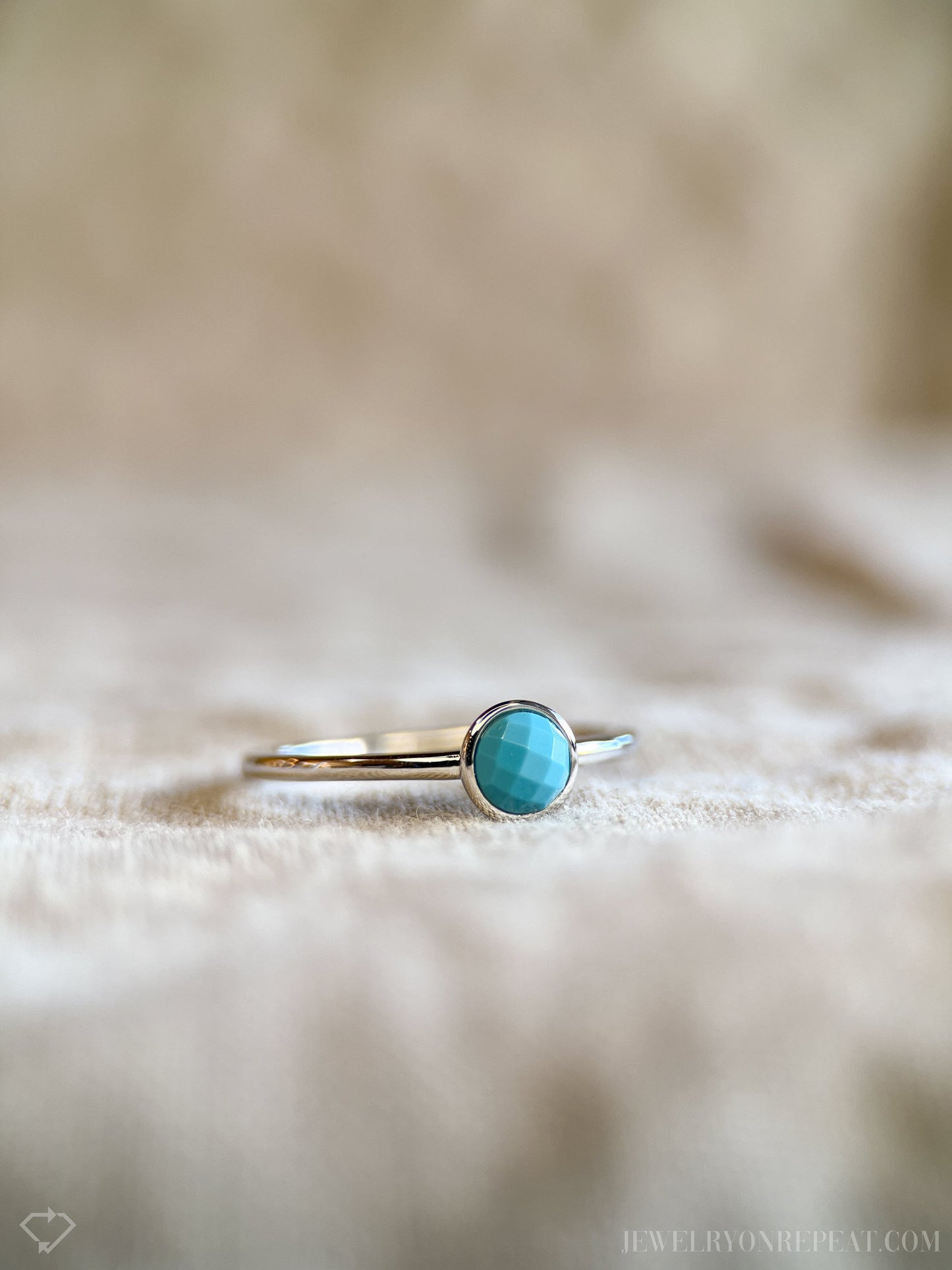 Blue Turquoise Gemstone Ring in Sterling Silver - Timeless