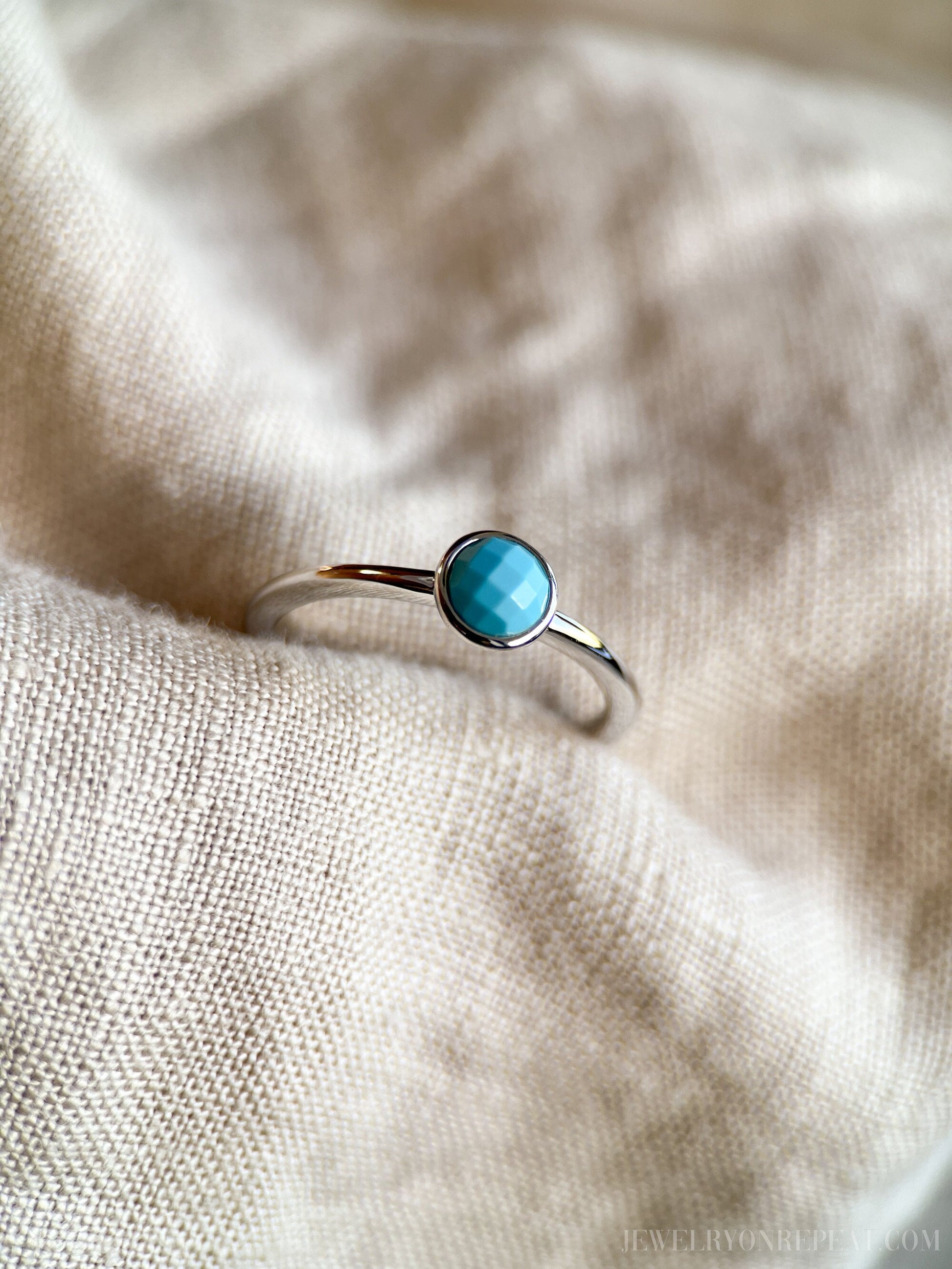 Blue Turquoise Gemstone Ring in Sterling Silver - Timeless