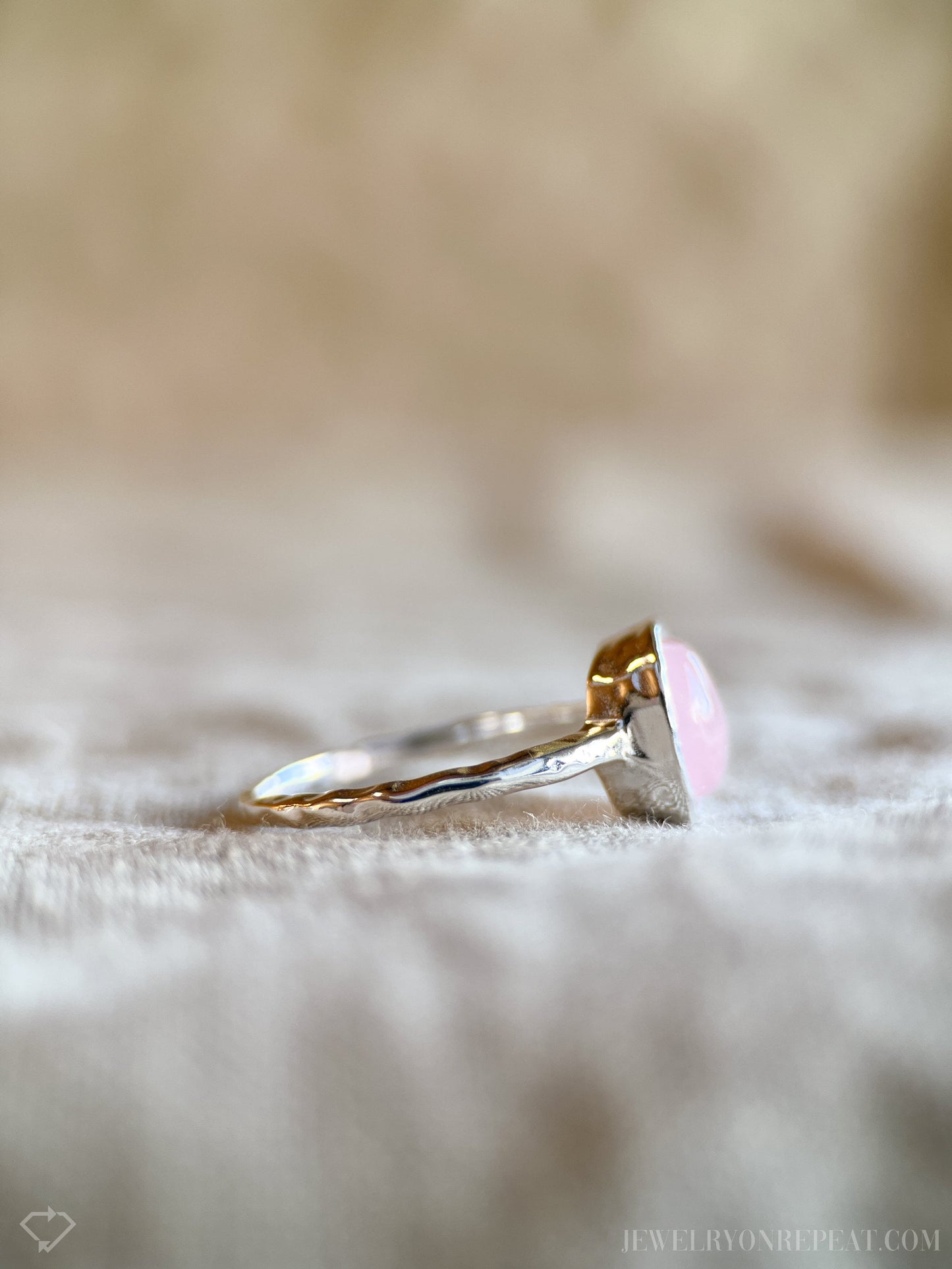 Rose Quartz Gemstone Ring in Sterling Silver - Timeless