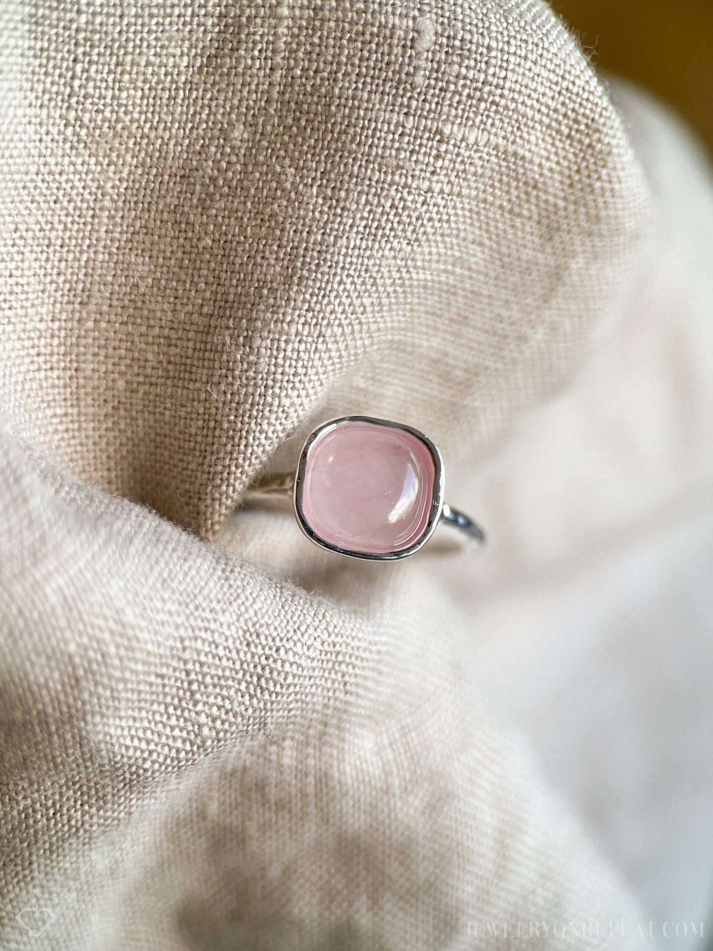 Rose Quartz Gemstone Ring in Sterling Silver - Timeless