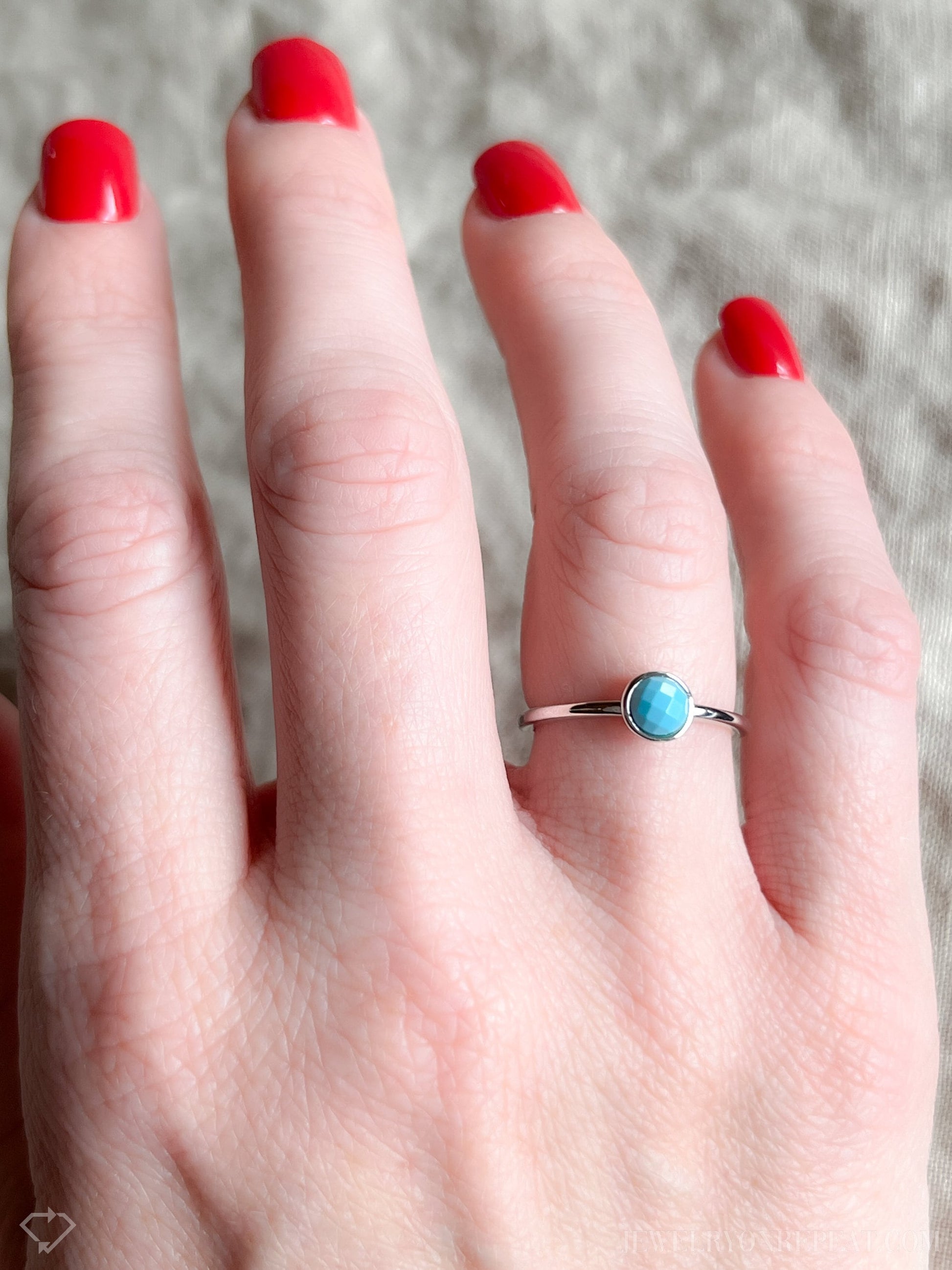 Blue Turquoise Gemstone Ring in Sterling Silver - Timeless