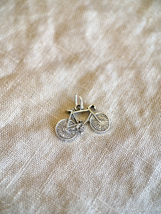 Sterling Silver Bicycle Charm Pendant, Cycling Themed Minimalist Jewelry, Gift for Her