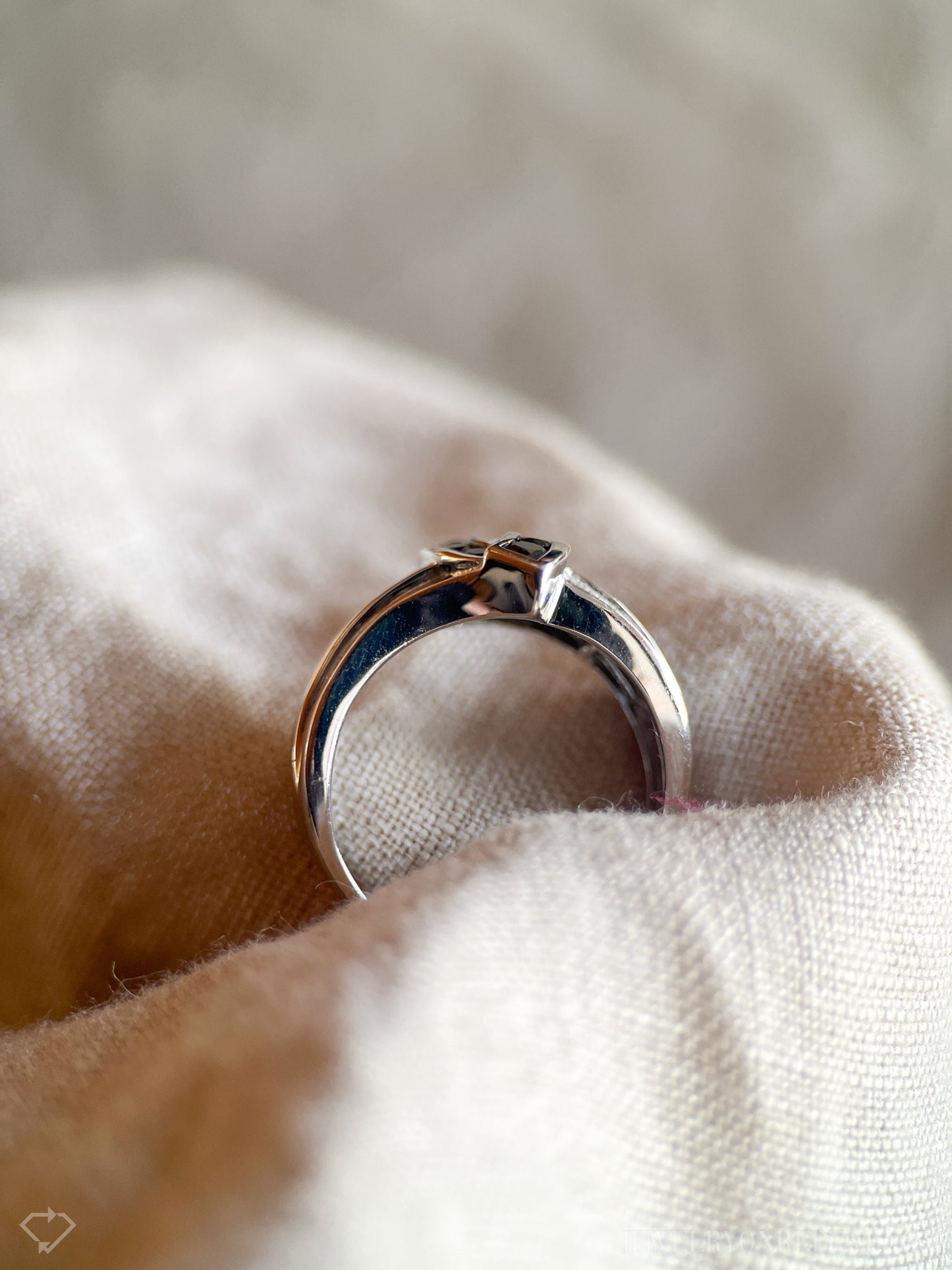 Vintage Black and White Diamond Ring in 10k White Gold