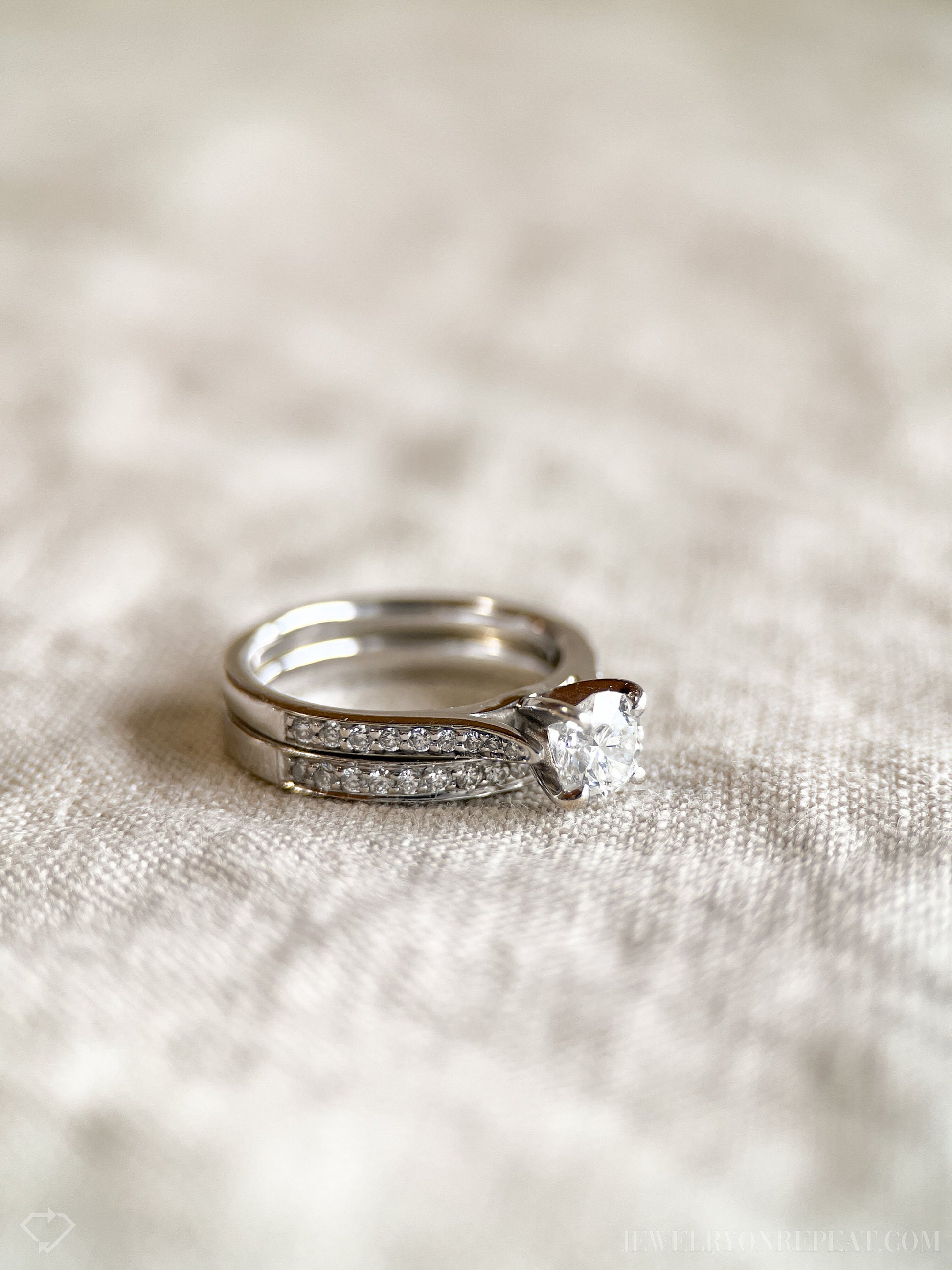 Vintage 2000s Diamond Bridal Set, Engagement & Wedding Rings