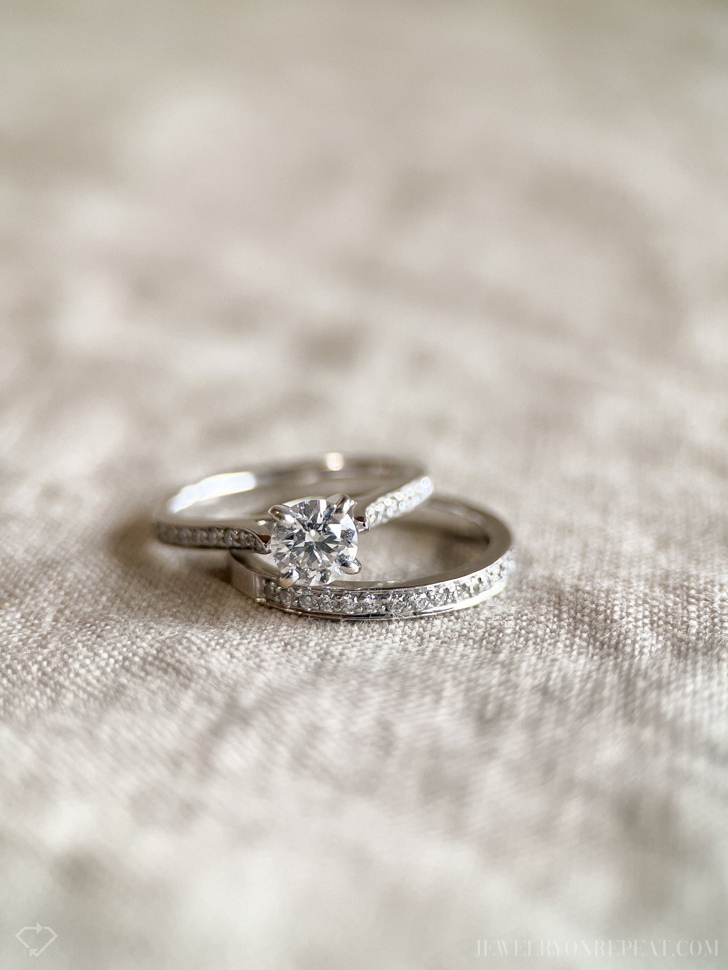Vintage 2000s Diamond Bridal Set, Engagement & Wedding Rings