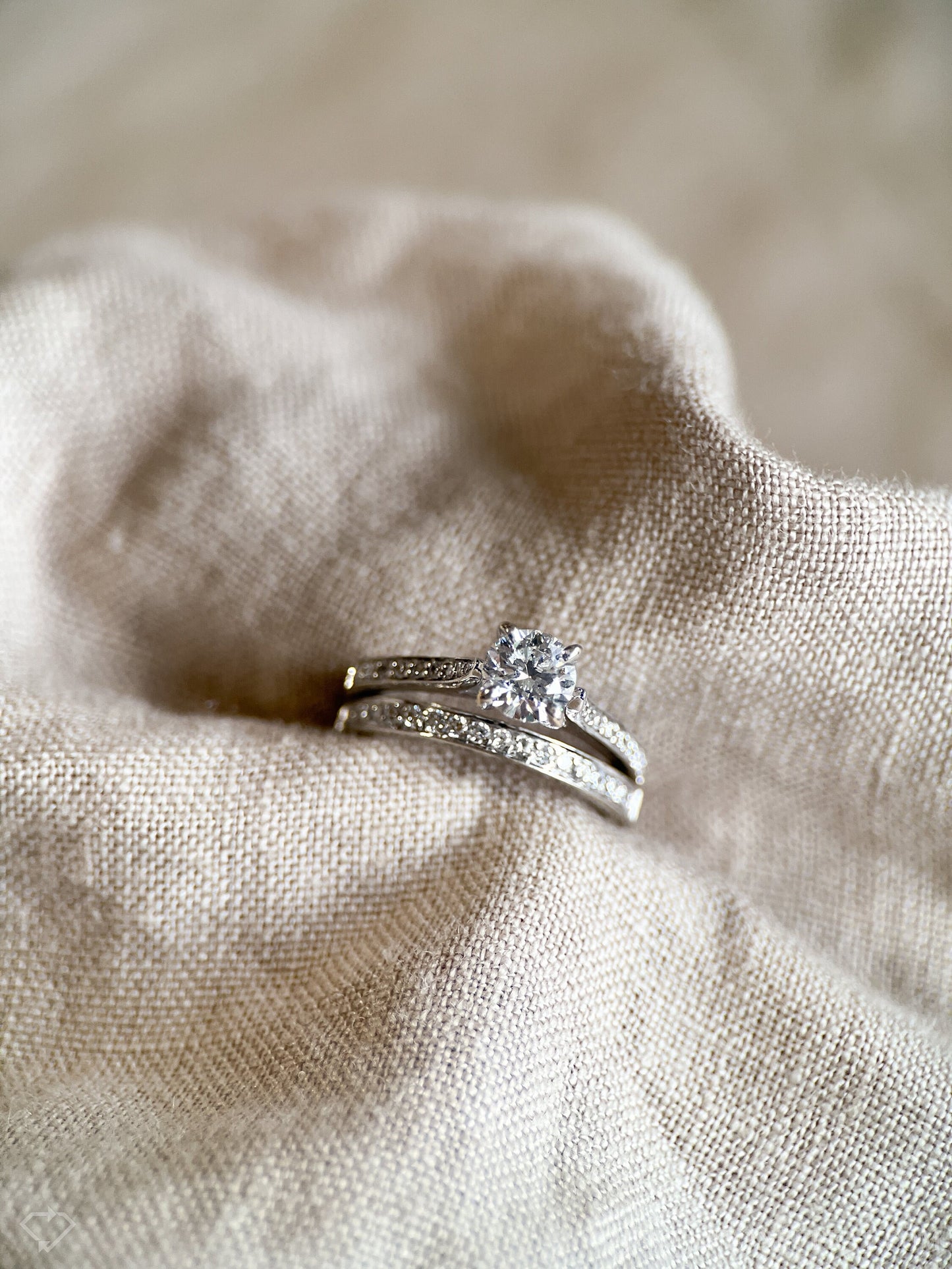 Vintage 2000s Diamond Bridal Set, Engagement & Wedding Rings