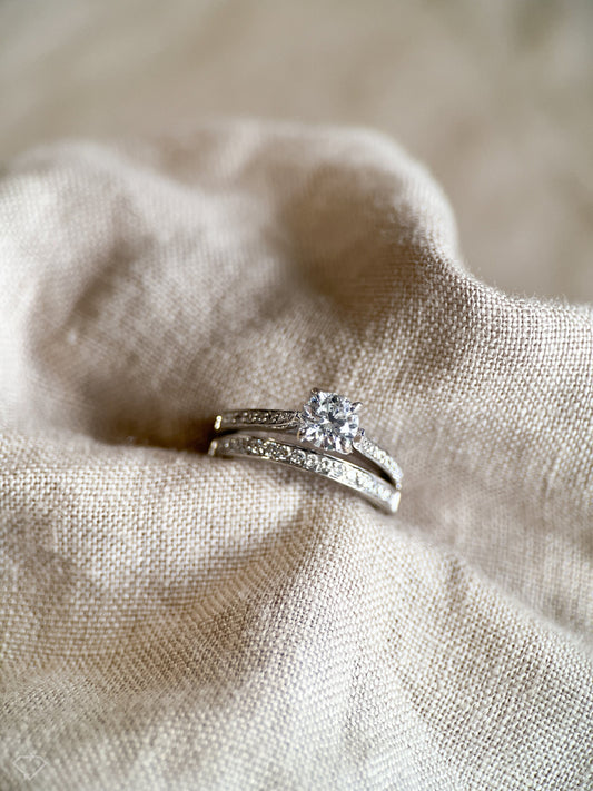 Vintage 2000s Diamond Bridal Set, Engagement & Wedding Rings
