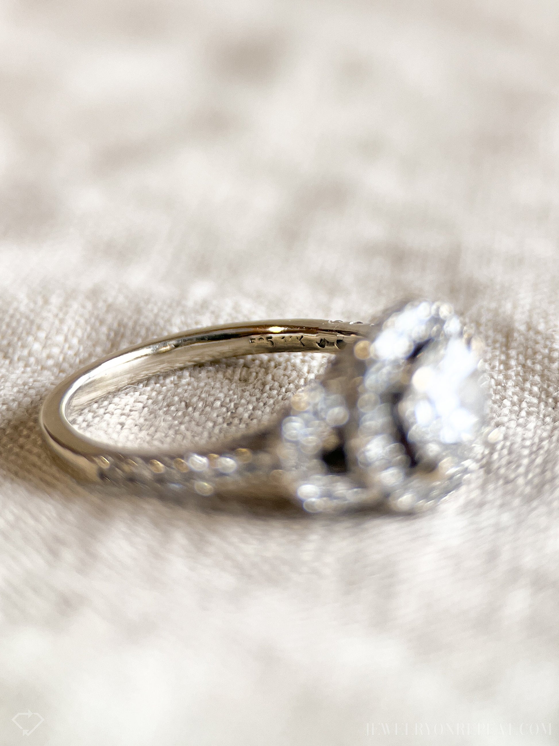 Vintage Diamond Engagement Ring, Round Cut, 14k White Gold, 2000s Ornate Halo Bridal Ring