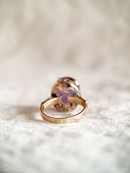 Vintage 1940s Purple Sapphire Gemstone Ring, 14k Gold