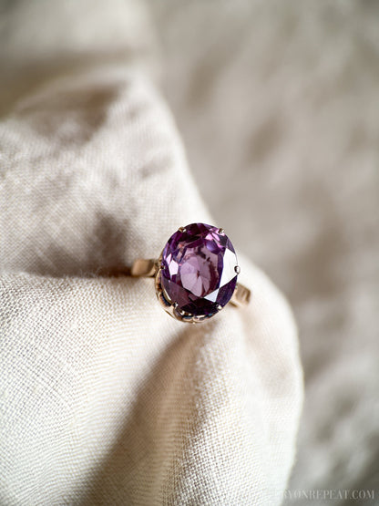 Vintage 1940s Purple Sapphire Gemstone Ring, 14k Gold
