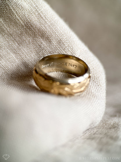 Vintage 1960s Floral Filigree Wedding Band, Size 6