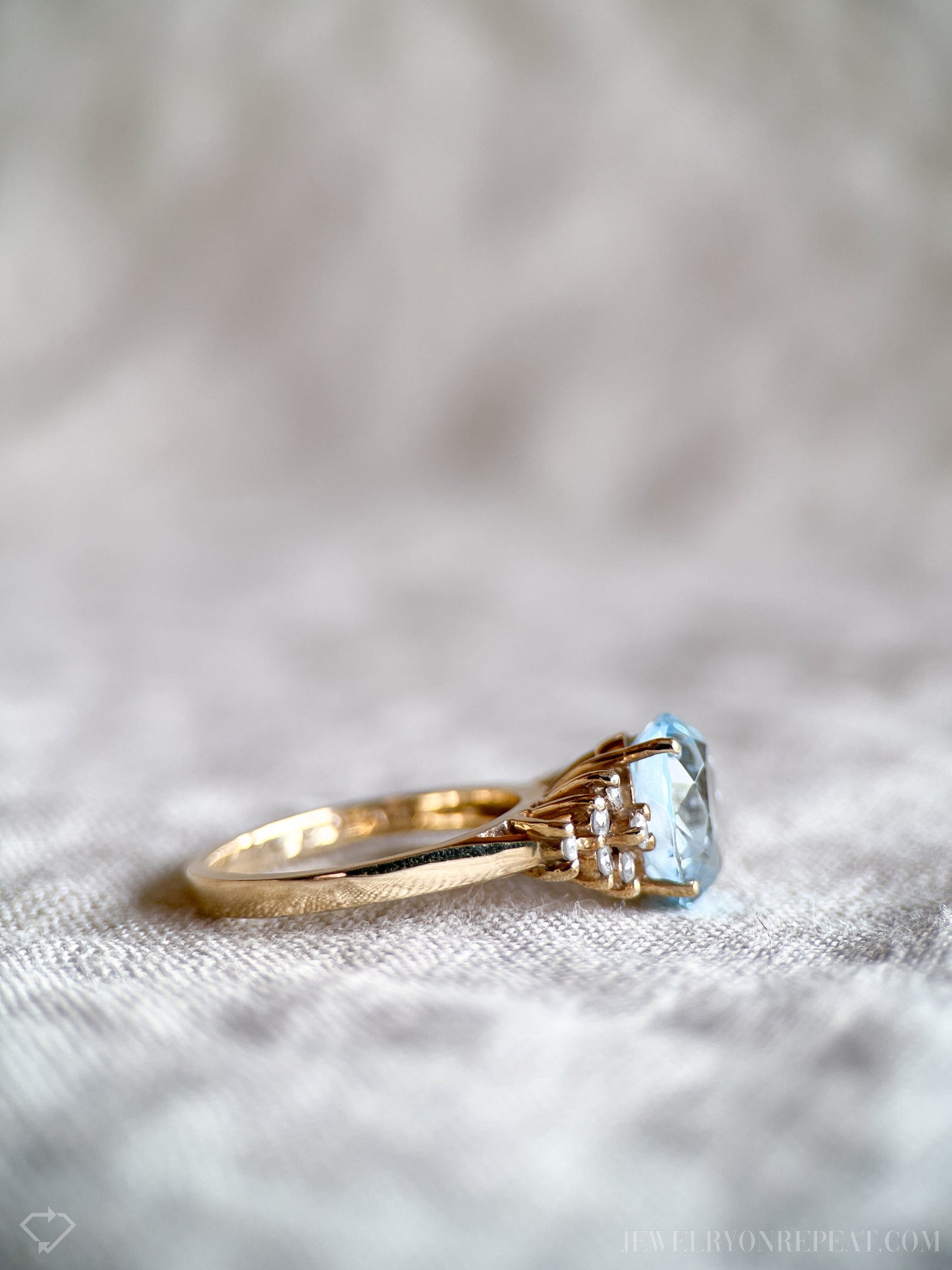 Vintage Blue Topaz and Diamond Ring in 10k Gold