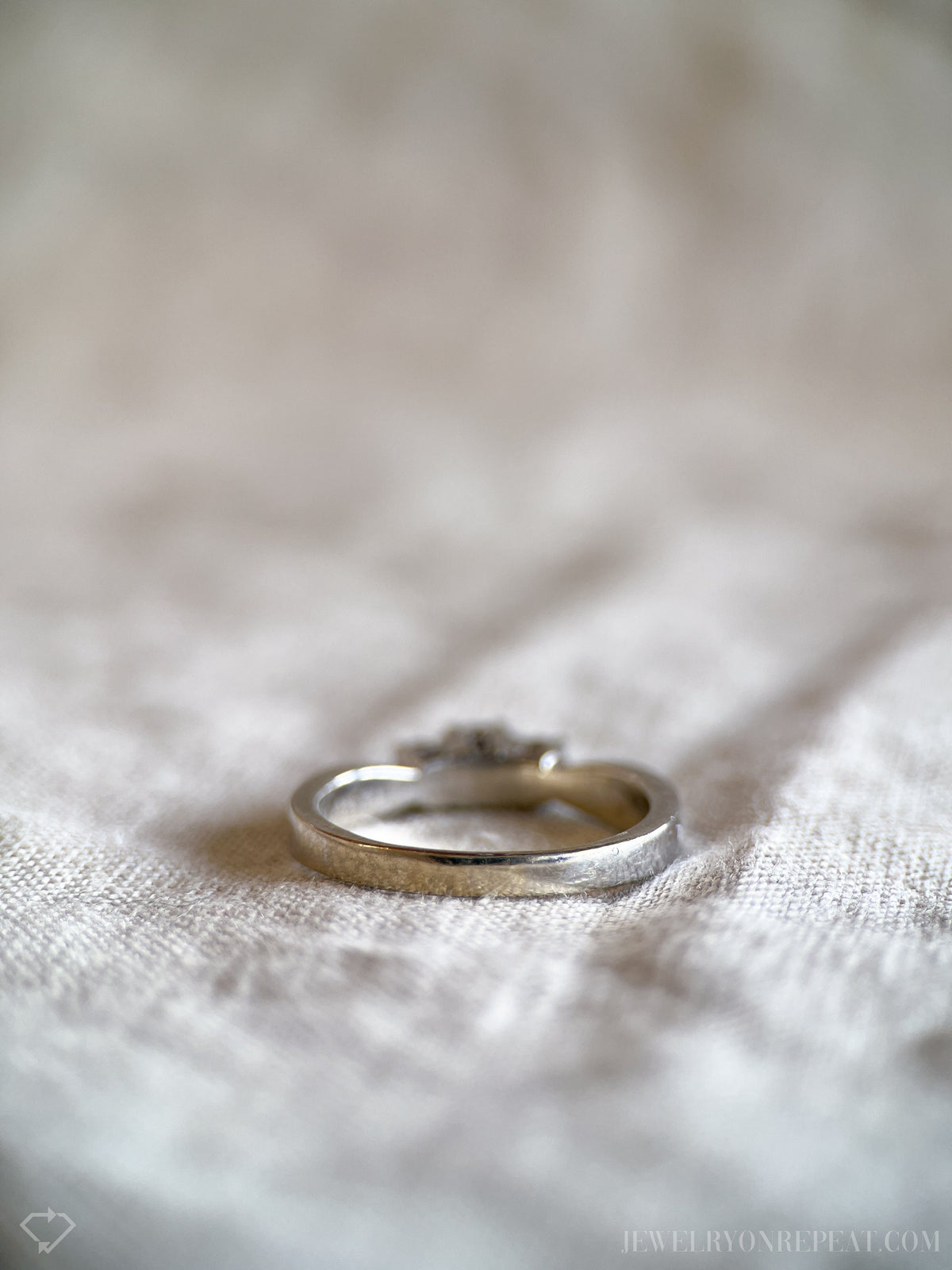 Vintage Diamond Engagement Ring, Round Cut, 14k White Gold, 1990s Three Stone Prong Setting