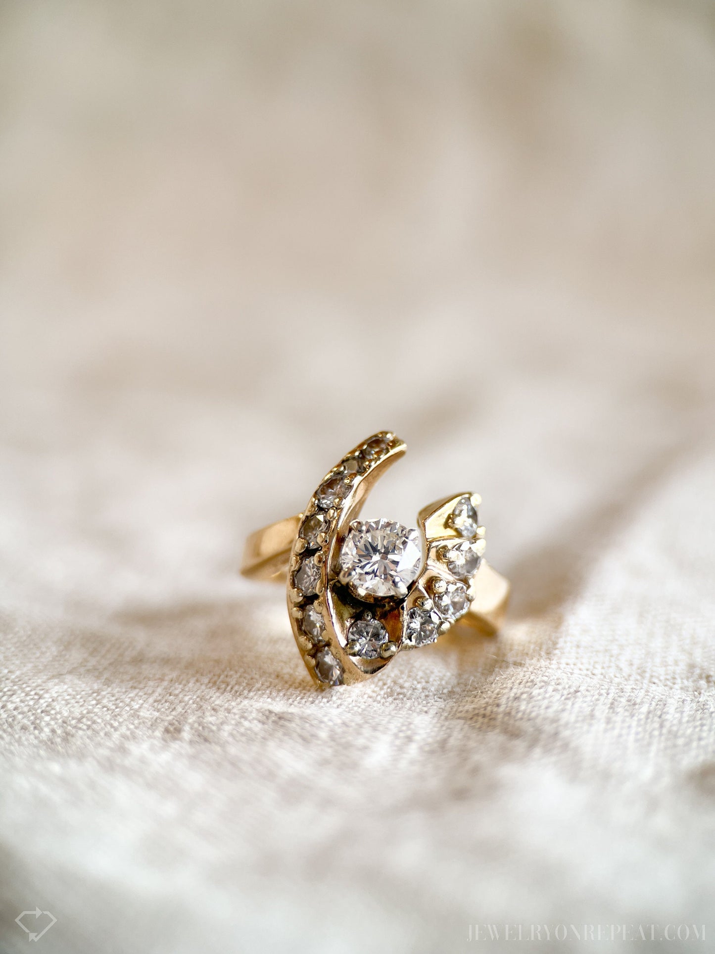 Vintage Diamond Engagement Ring, Round Cut, 14k Gold, 1960s Mid-Century Bridal Ring