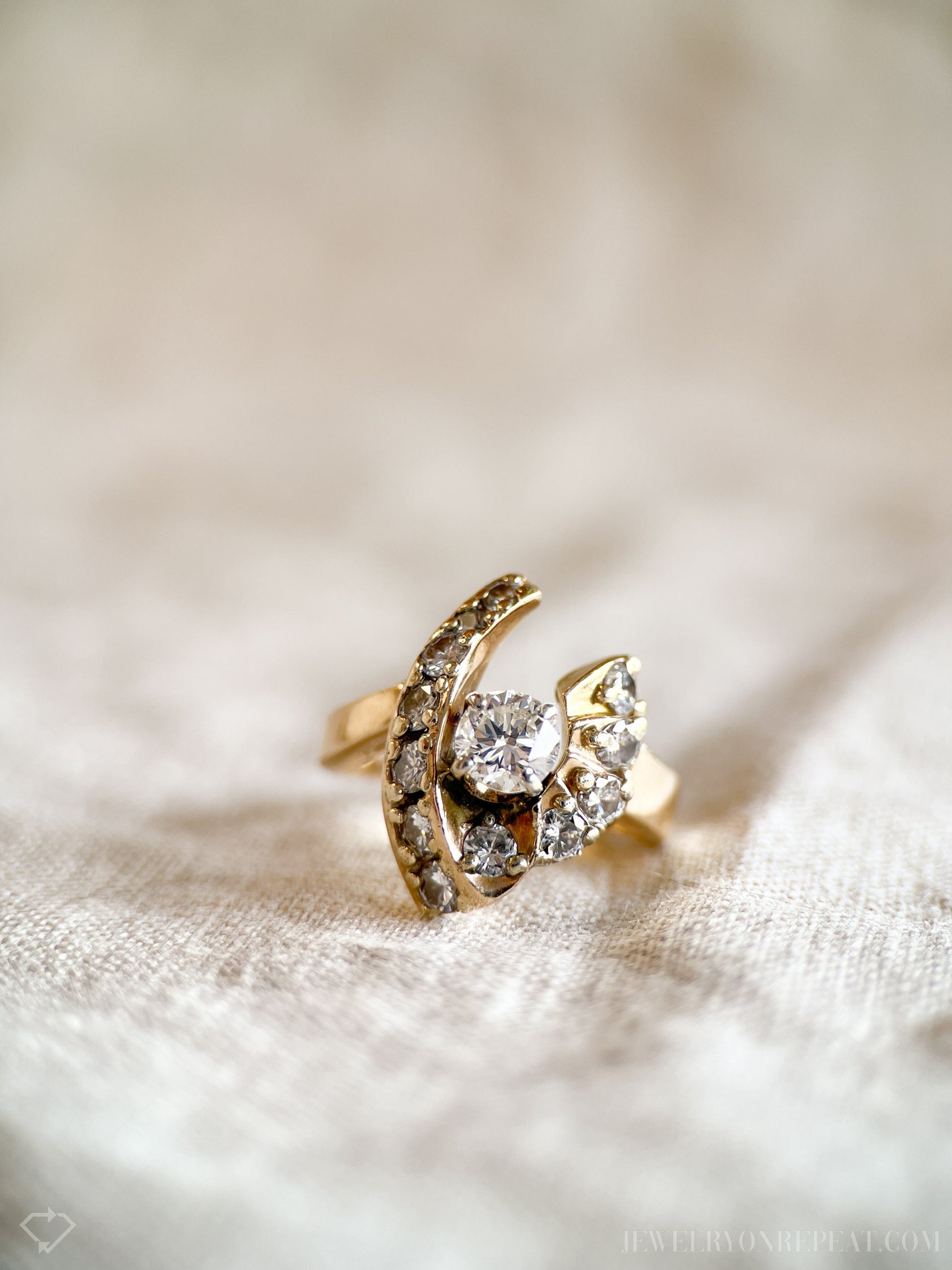 Vintage Diamond Engagement Ring, Round Cut, 14k Gold, 1960s Mid-Century Bridal Ring