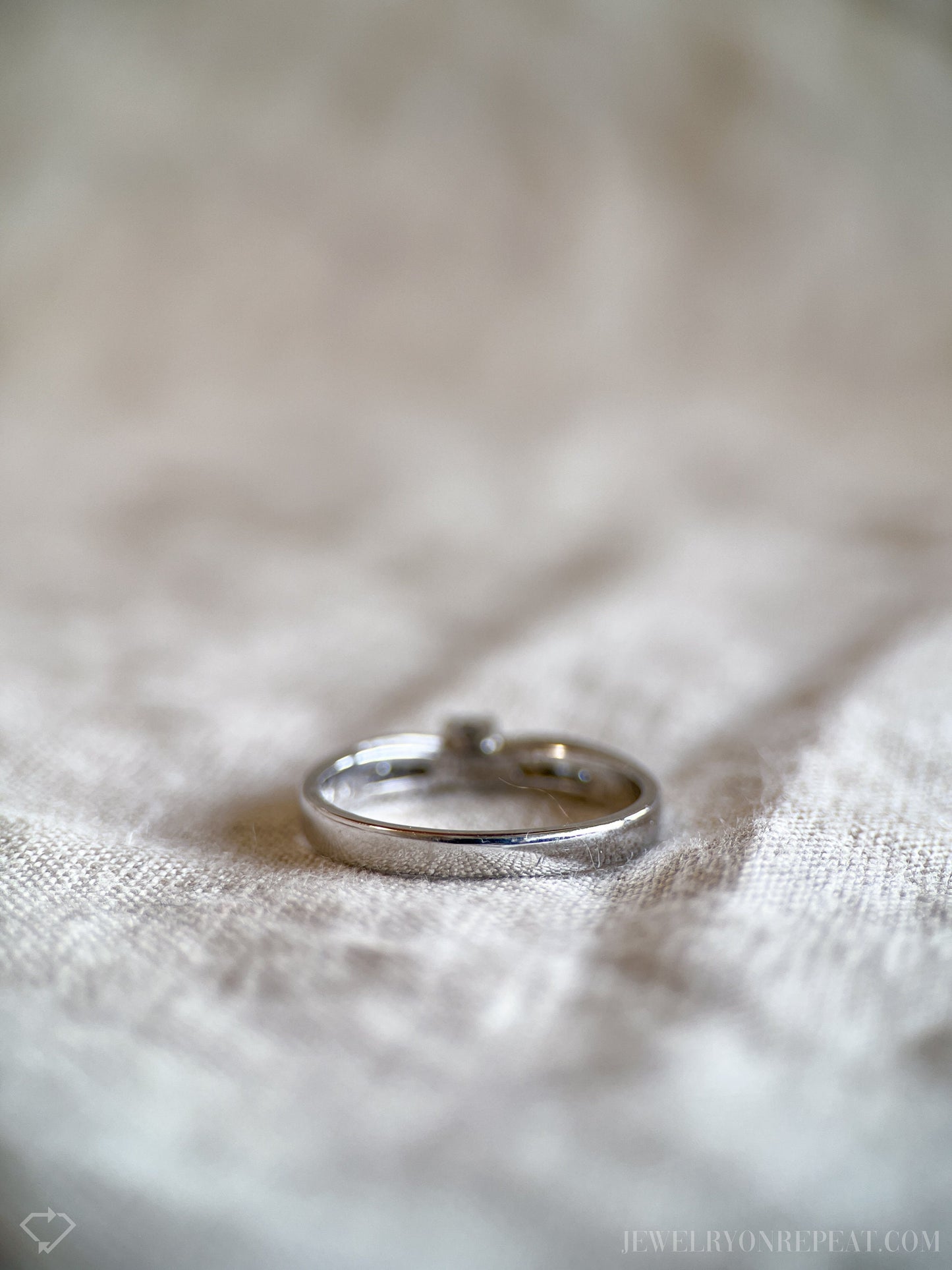 Vintage Diamond Engagement Ring, Round Cut, 10k White Gold, 1990s Channel Set Cathedral