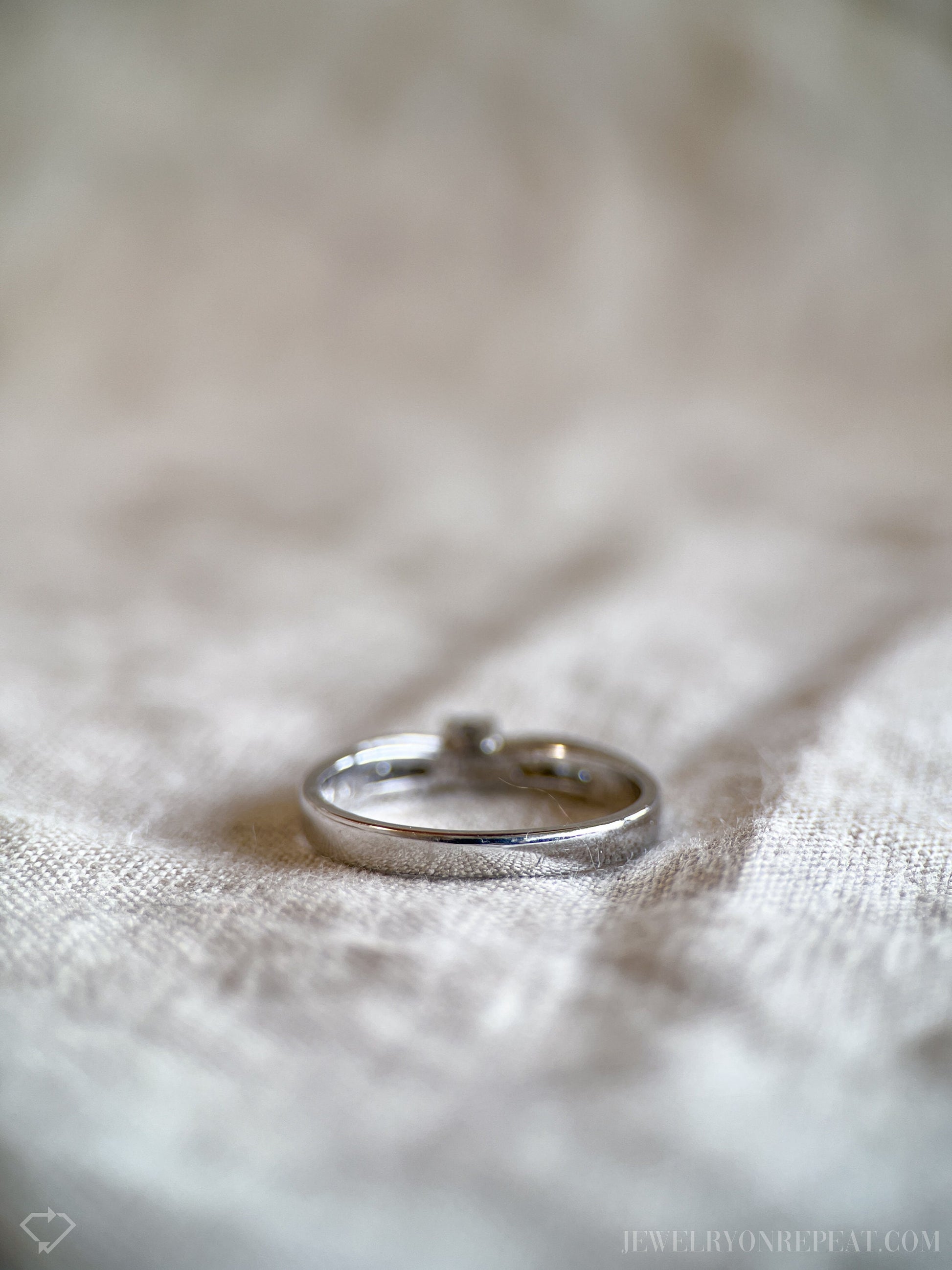 Vintage Diamond Engagement Ring, Round Cut, 10k White Gold, 1990s Channel Set Cathedral
