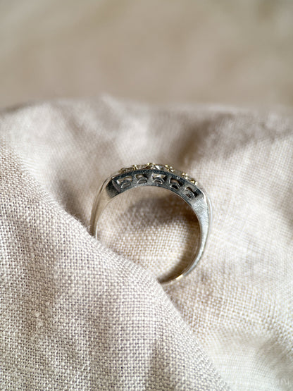 Vintage 1930s Diamond Three Stone Engagement Ring, 14k White Gold