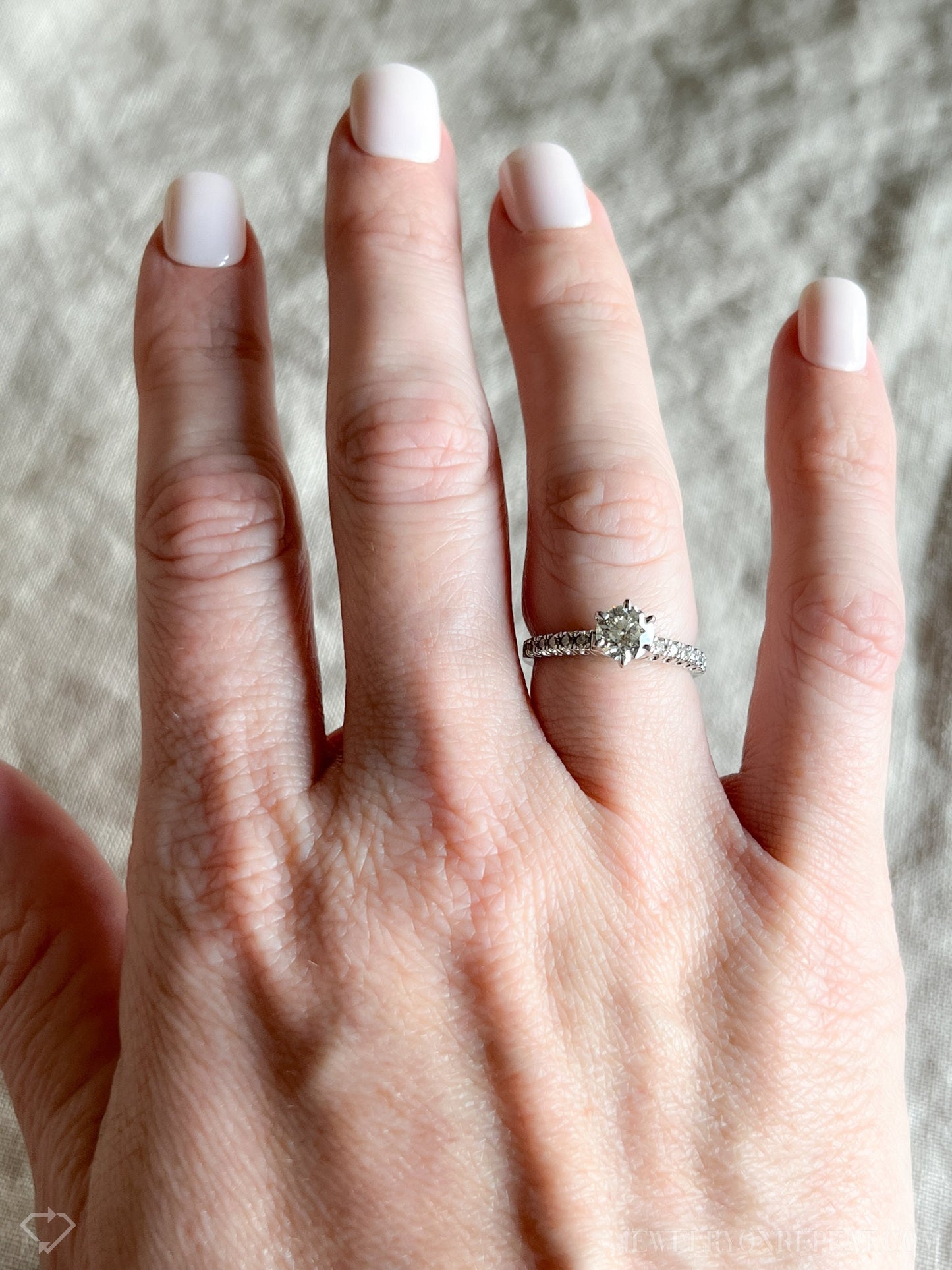Vintage Diamond Engagement Ring, Round Cut, 10k White Gold, 2000s Prong Set Bridal Ring