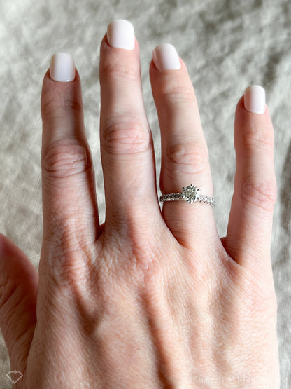 Vintage Diamond Engagement Ring, Round Cut, 10k White Gold, 2000s Prong Set Bridal Ring