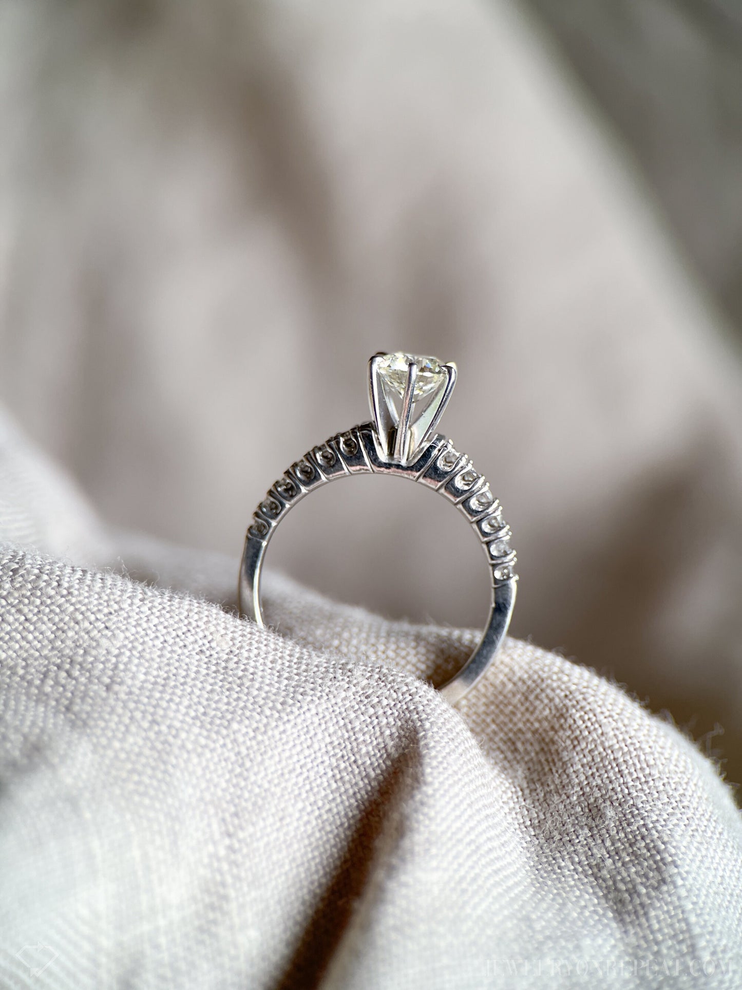 Vintage Diamond Engagement Ring, Round Cut, 10k White Gold, 2000s Prong Set Bridal Ring