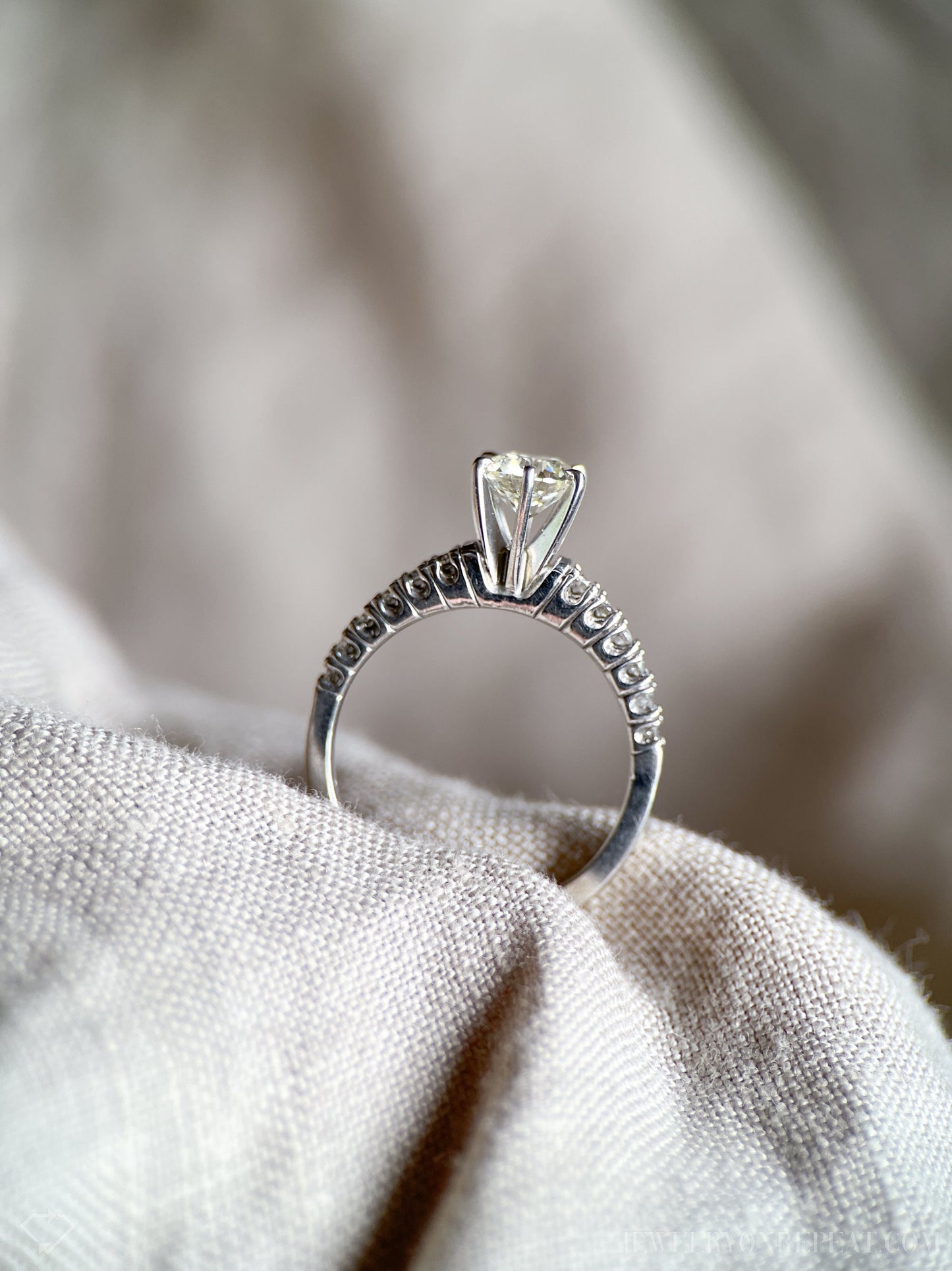 Vintage Diamond Engagement Ring in 10k White Gold