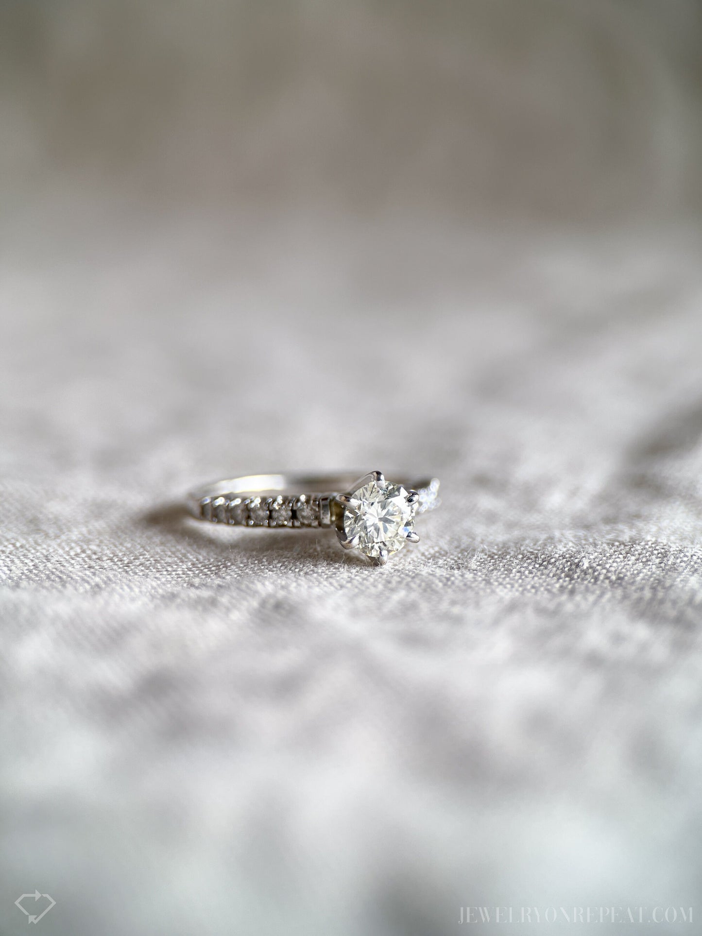 Vintage Diamond Engagement Ring, Round Cut, 10k White Gold, 2000s Prong Set Bridal Ring