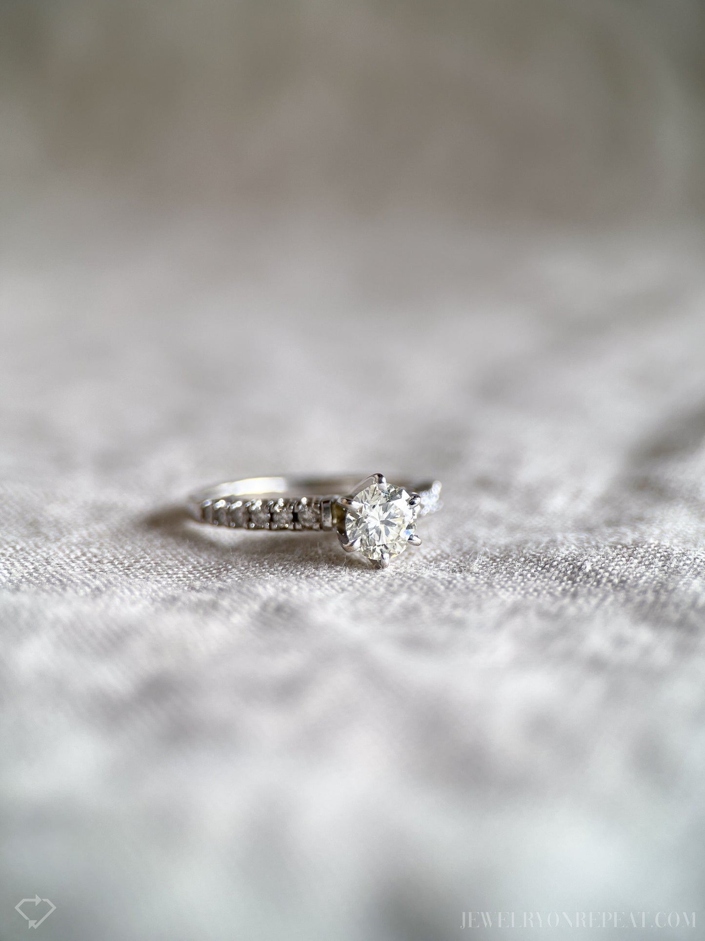 Vintage Diamond Engagement Ring in 10k White Gold