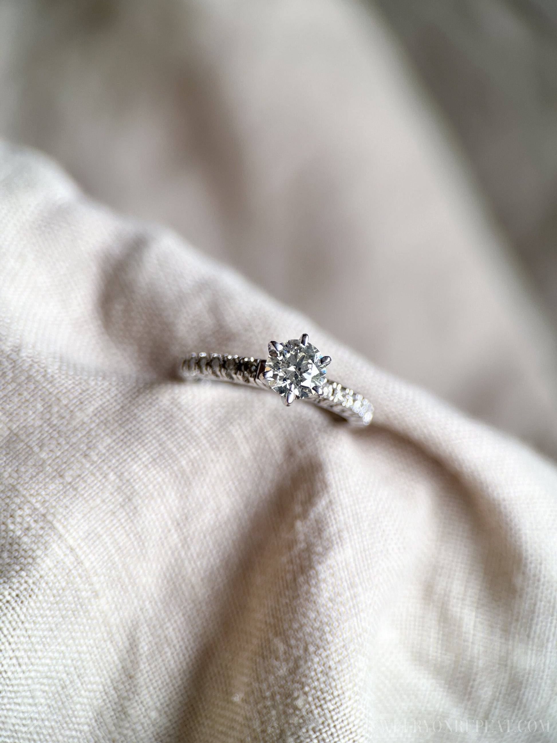 Vintage Diamond Engagement Ring, Round Cut, 10k White Gold, 2000s Prong Set Bridal Ring